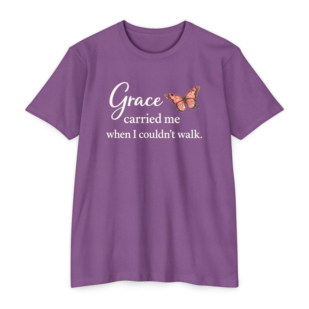 Grace Carried Me T-Shirt — Inspirational Butterfly Faith Tee
