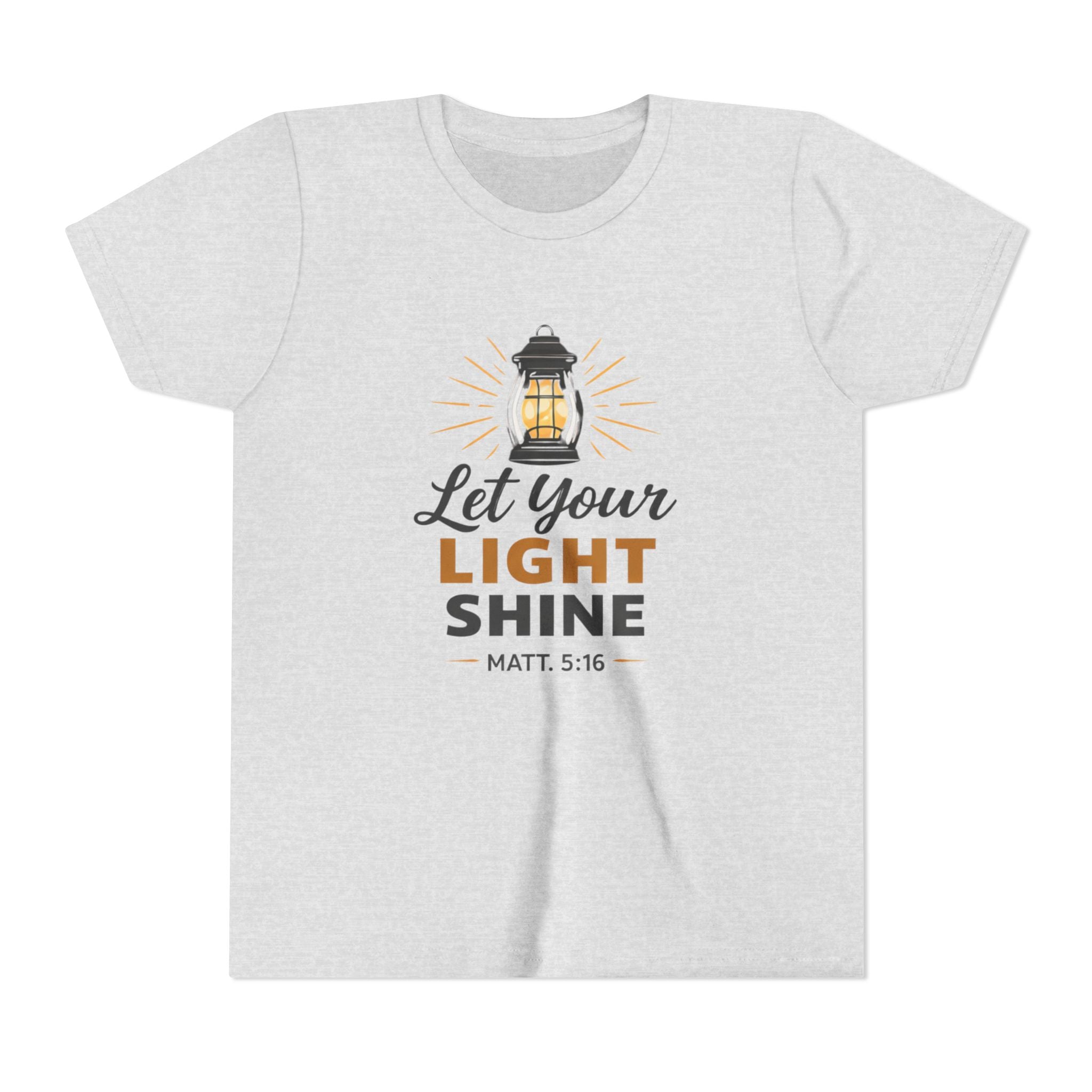 Boys Youth Tee — "Let Your Light Shine" Christian Lantern Shirt (Matt. 5:16)