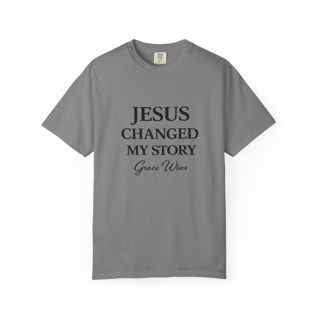 Christian T-Shirt — "Jesus Changed My Story" Inspirational Graphic Tee