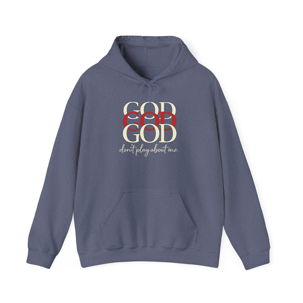 Mens God Repeated Script Hoodie — Faith Inspirational Pullover