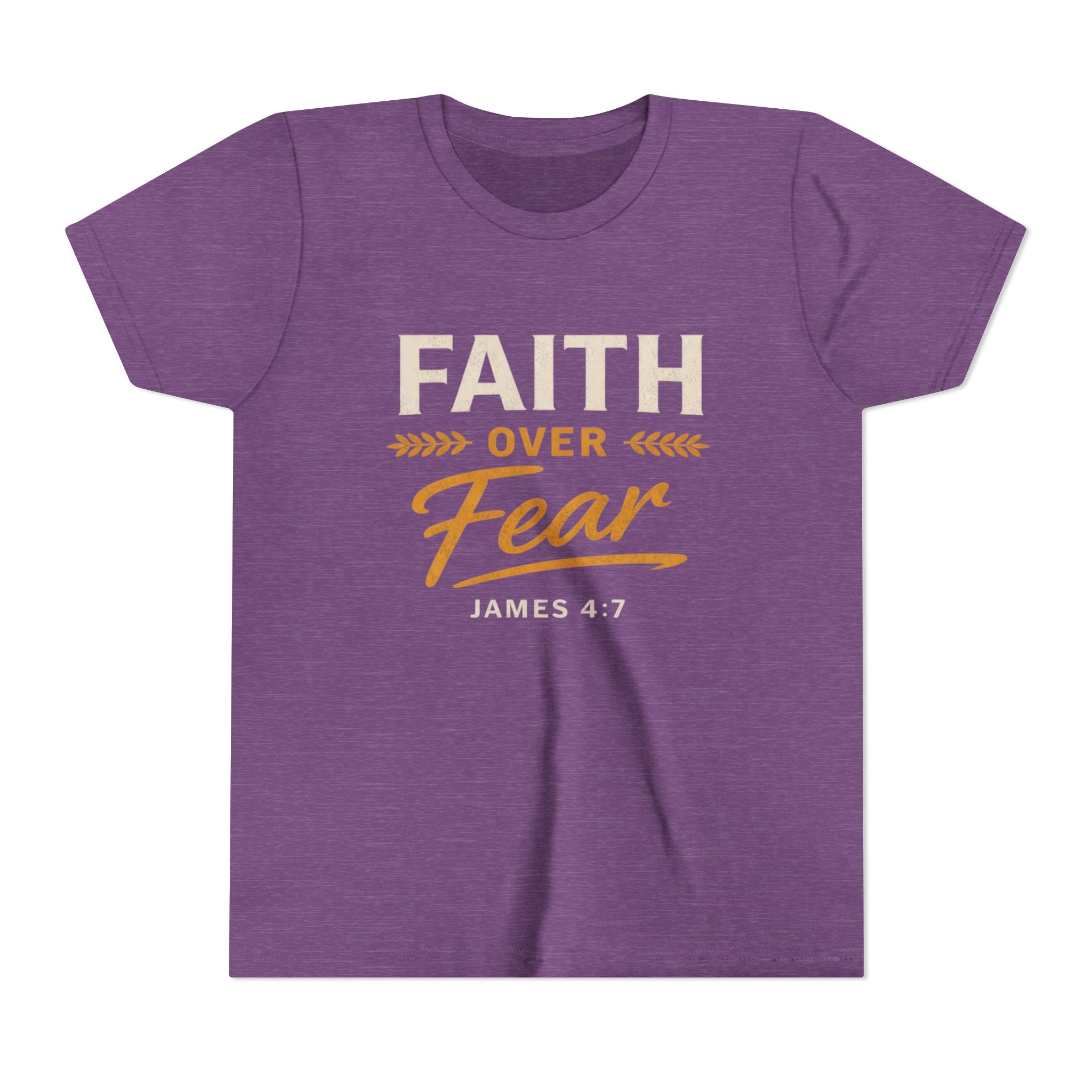 Girl Faith Over Fear Youth Tee | James 4:7 Christian Kids Shirt