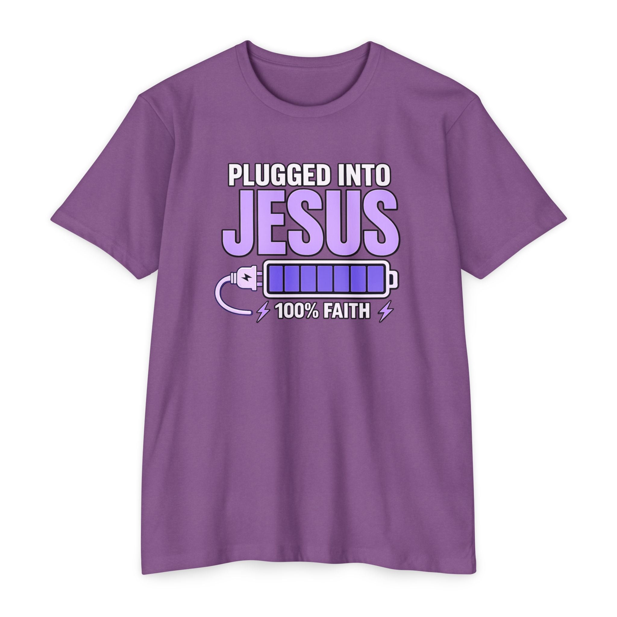Women "Plugged Into Jesus" Faith Inspired Tee