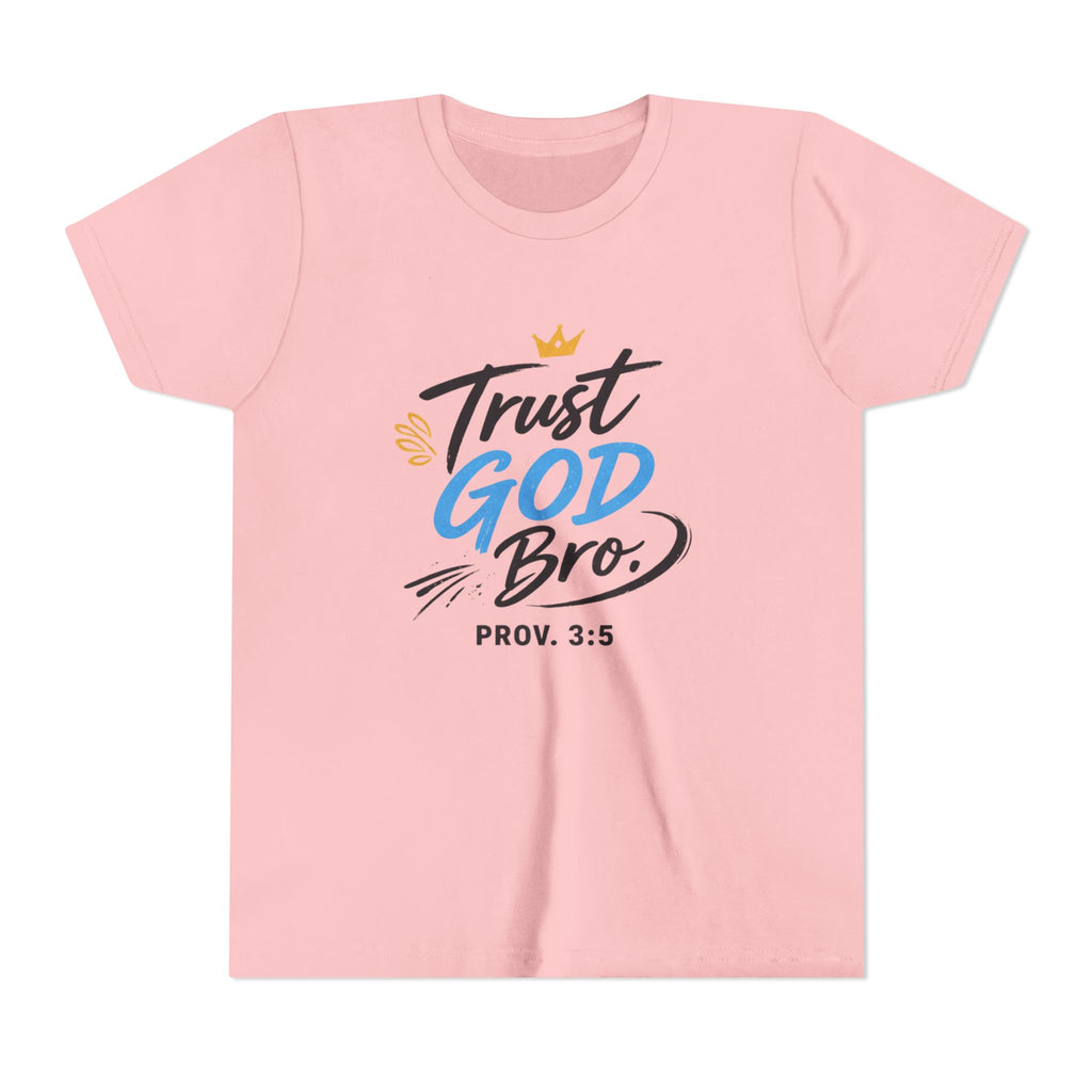 Boys Trust God Bro Youth Tee – Prov. 3:5 Faith Graphic Shirt