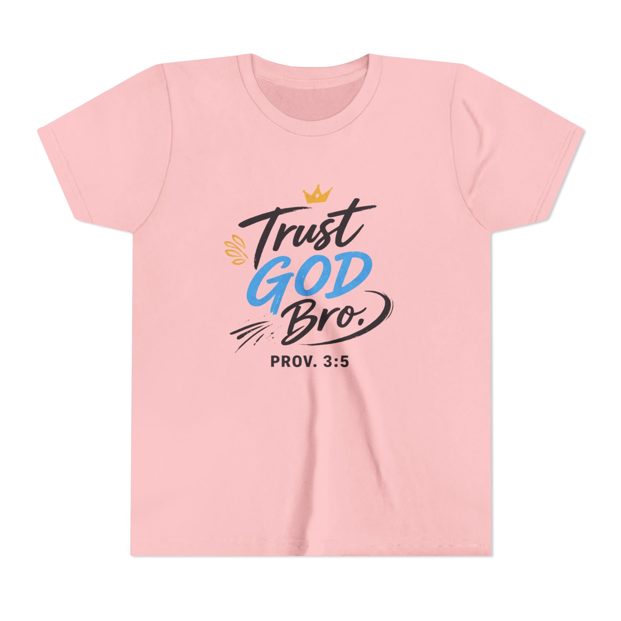 Boys Trust God Bro Youth Tee – Prov. 3:5 Faith Graphic Shirt
