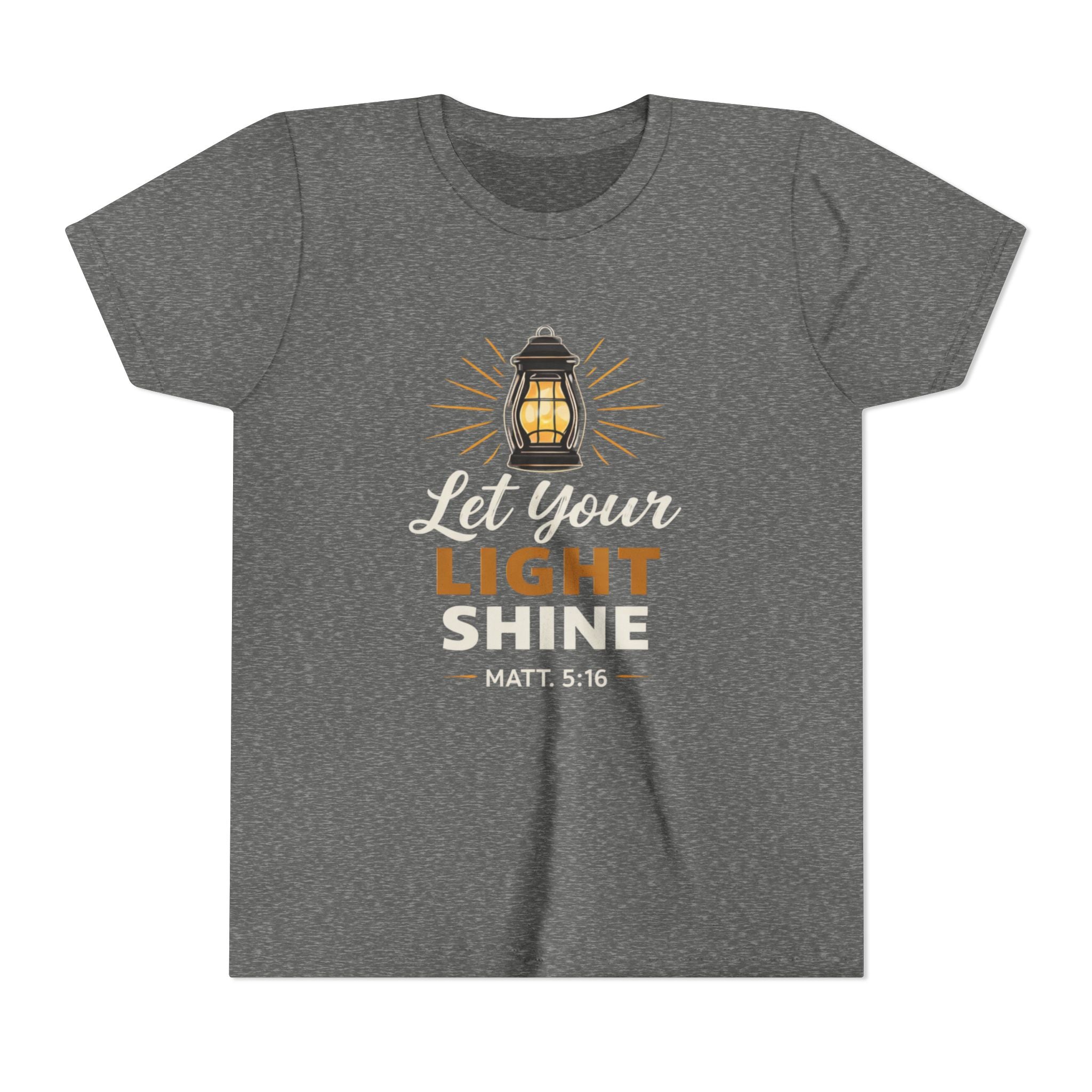 Boys Youth Tee — "Let Your Light Shine" Christian Lantern Shirt (Matt. 5:16)