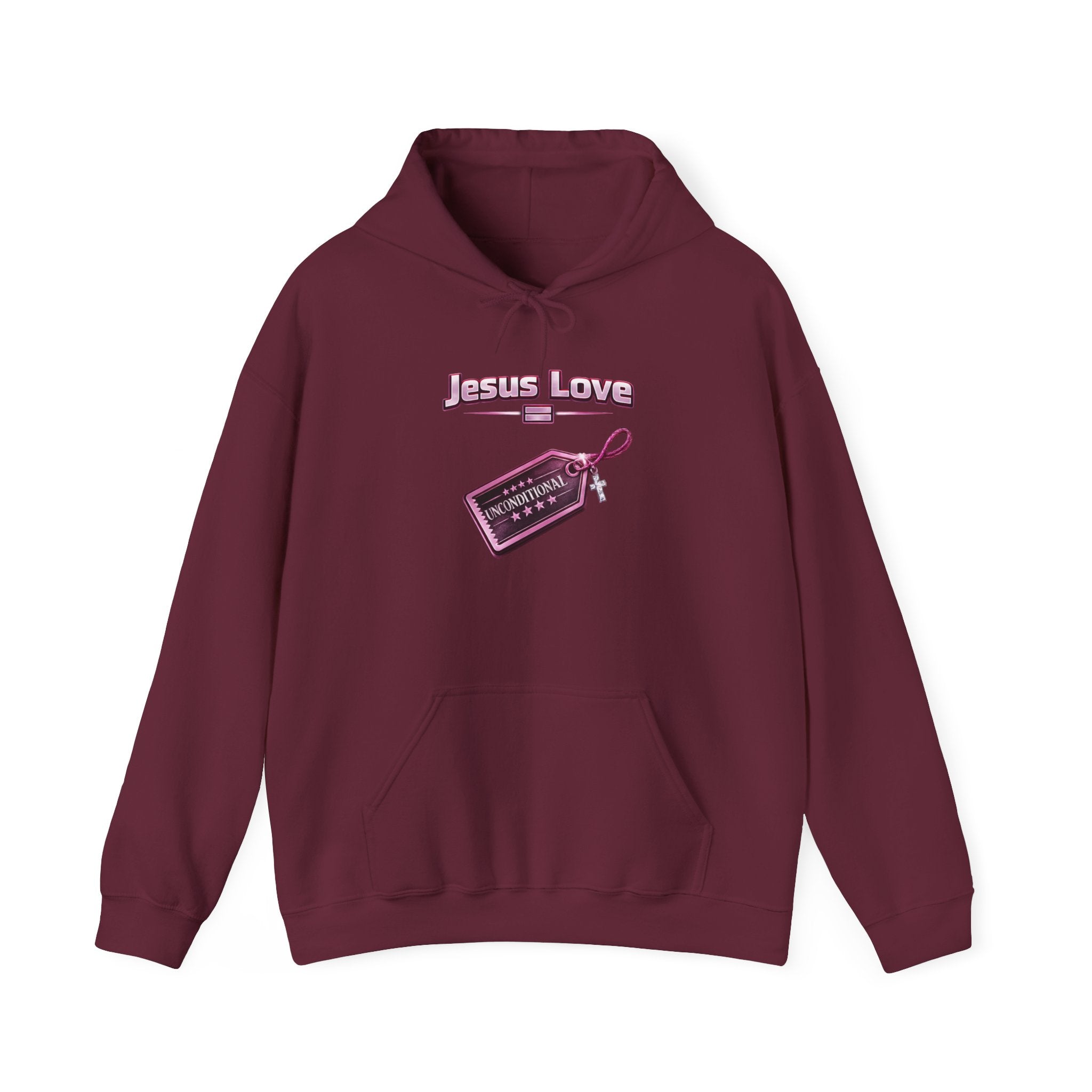 Jesus Love Hoodie — Retro Tag Graphic Christian Faith Pullover