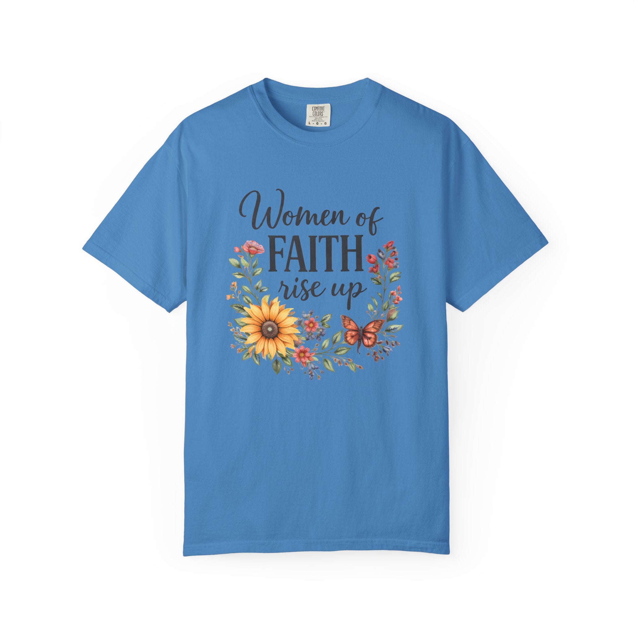 Women of Faith Rise Up T-Shirt — Floral Christian Inspirational Tee