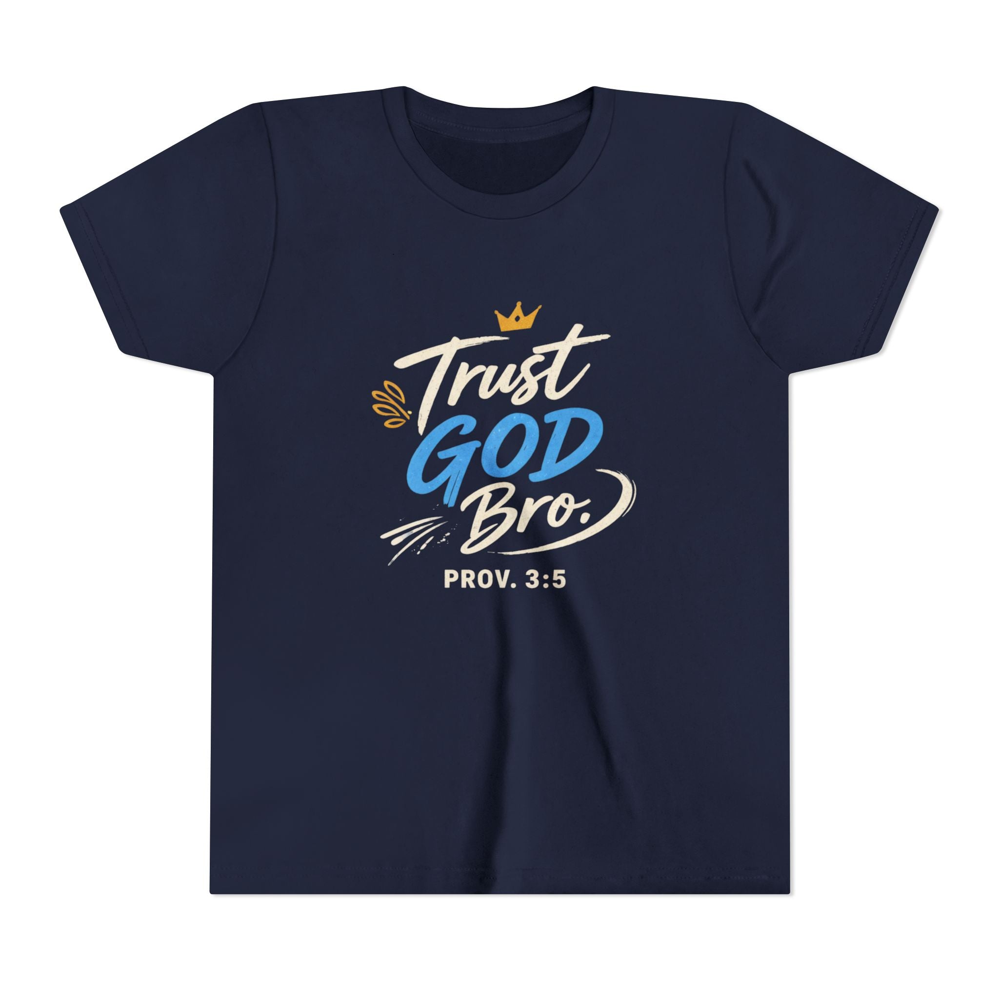 Boys Trust God Bro Youth Tee – Prov. 3:5 Faith Graphic Shirt