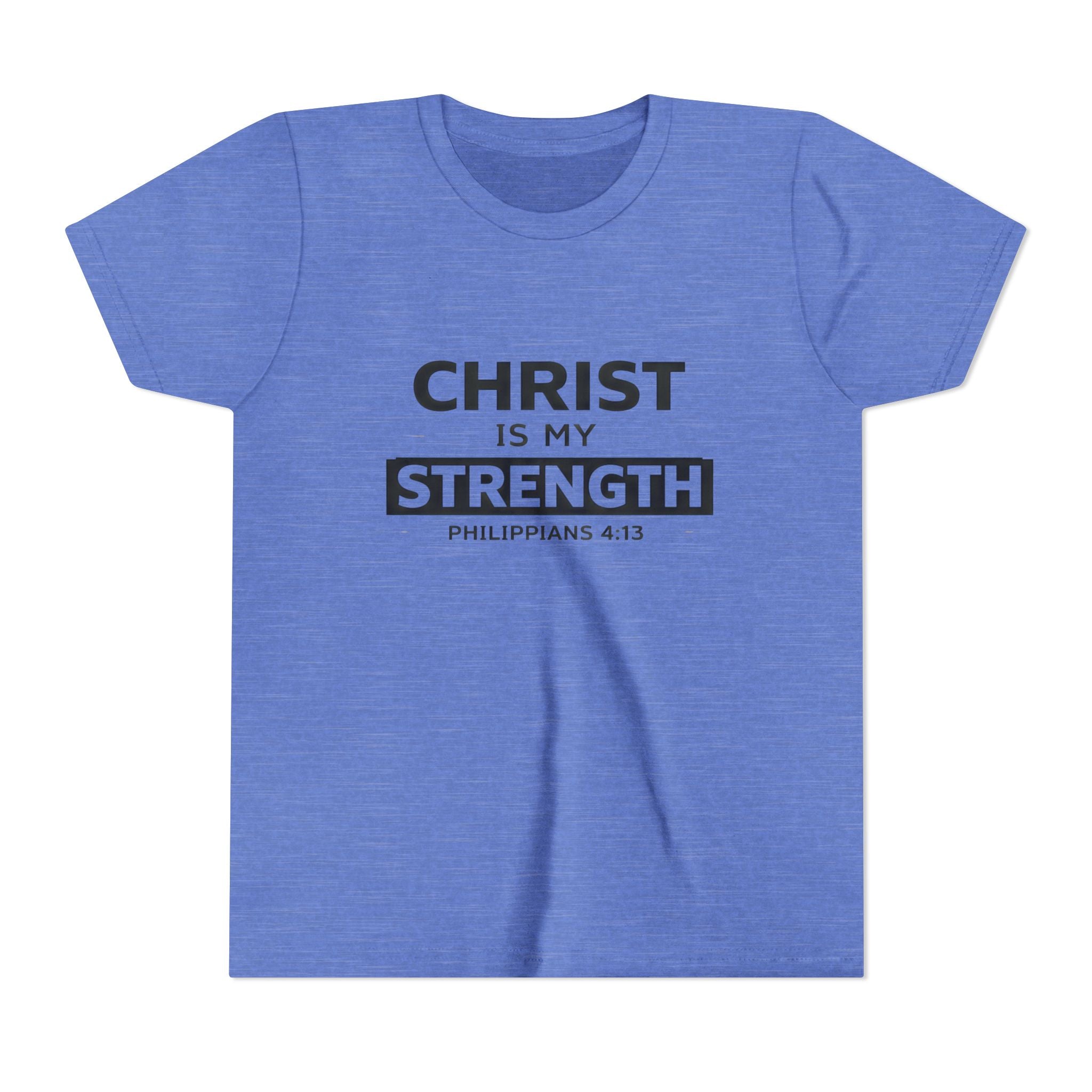 Boys Youth Tee - "Christ Is My Strength" Philippians 4:13 Christian Kids Shirt