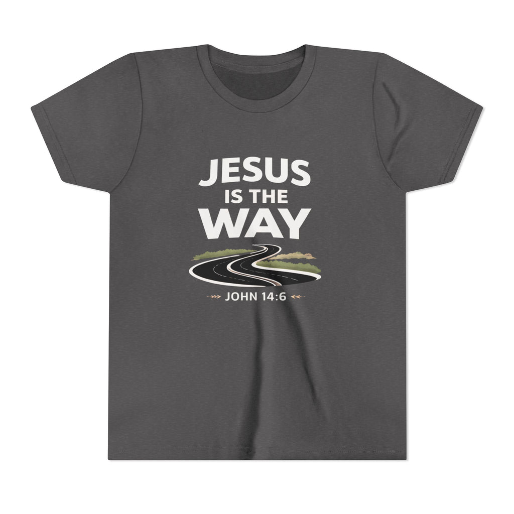 Boys Youth Tee — "Jesus Is The Way" Christian Graphic Shirt (John 14:6)