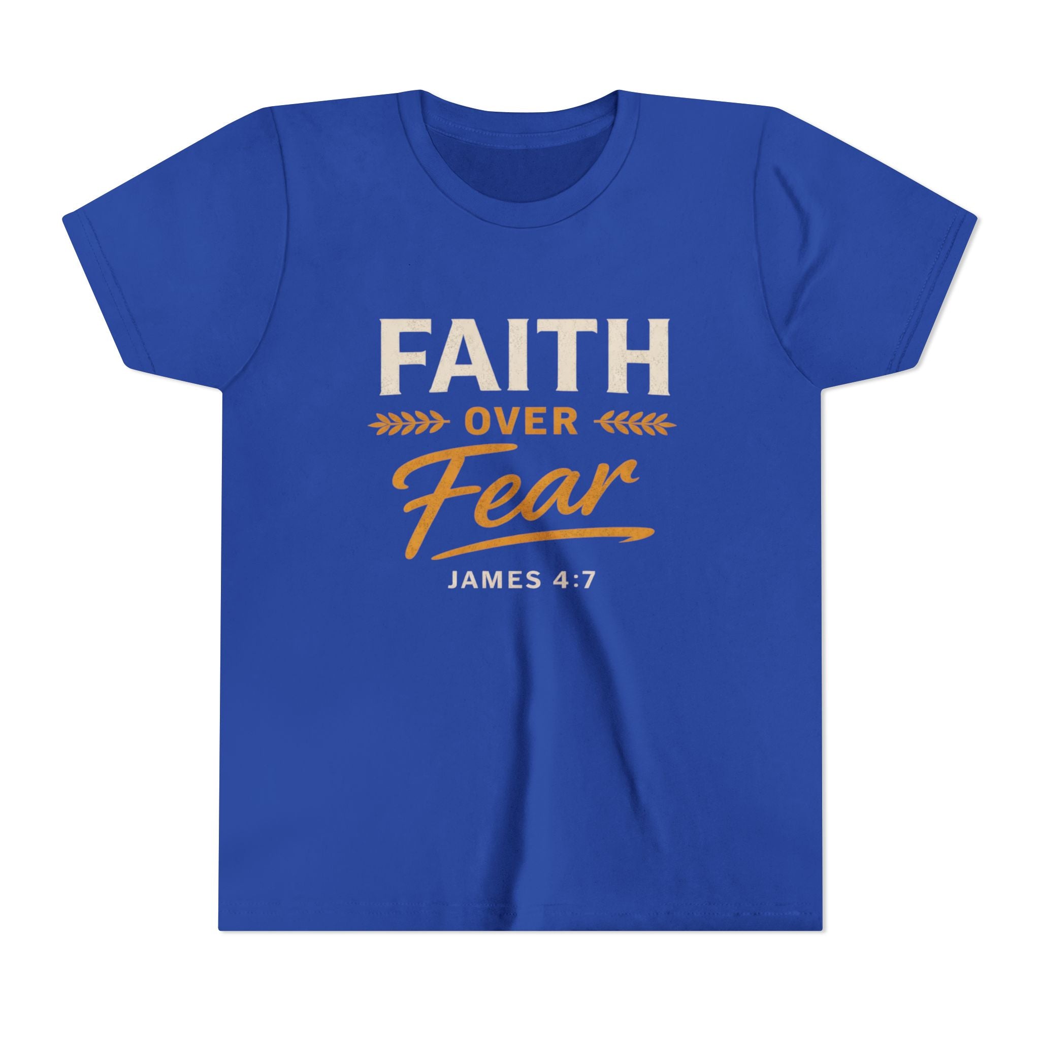 Girl Faith Over Fear Youth Tee | James 4:7 Christian Kids Shirt
