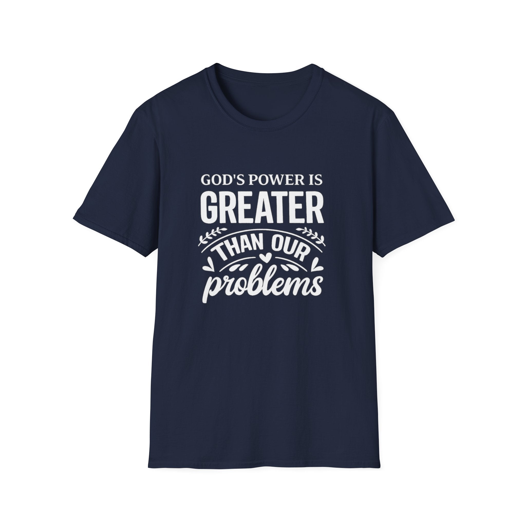 Womens Christian Faith T-Shirt — "God's Power Is Greater Than Our Problems" Inspirational Tee