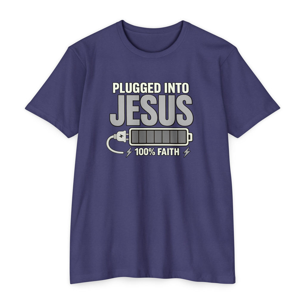 Women "Plugged Into Jesus" Faith Inspired Tee
