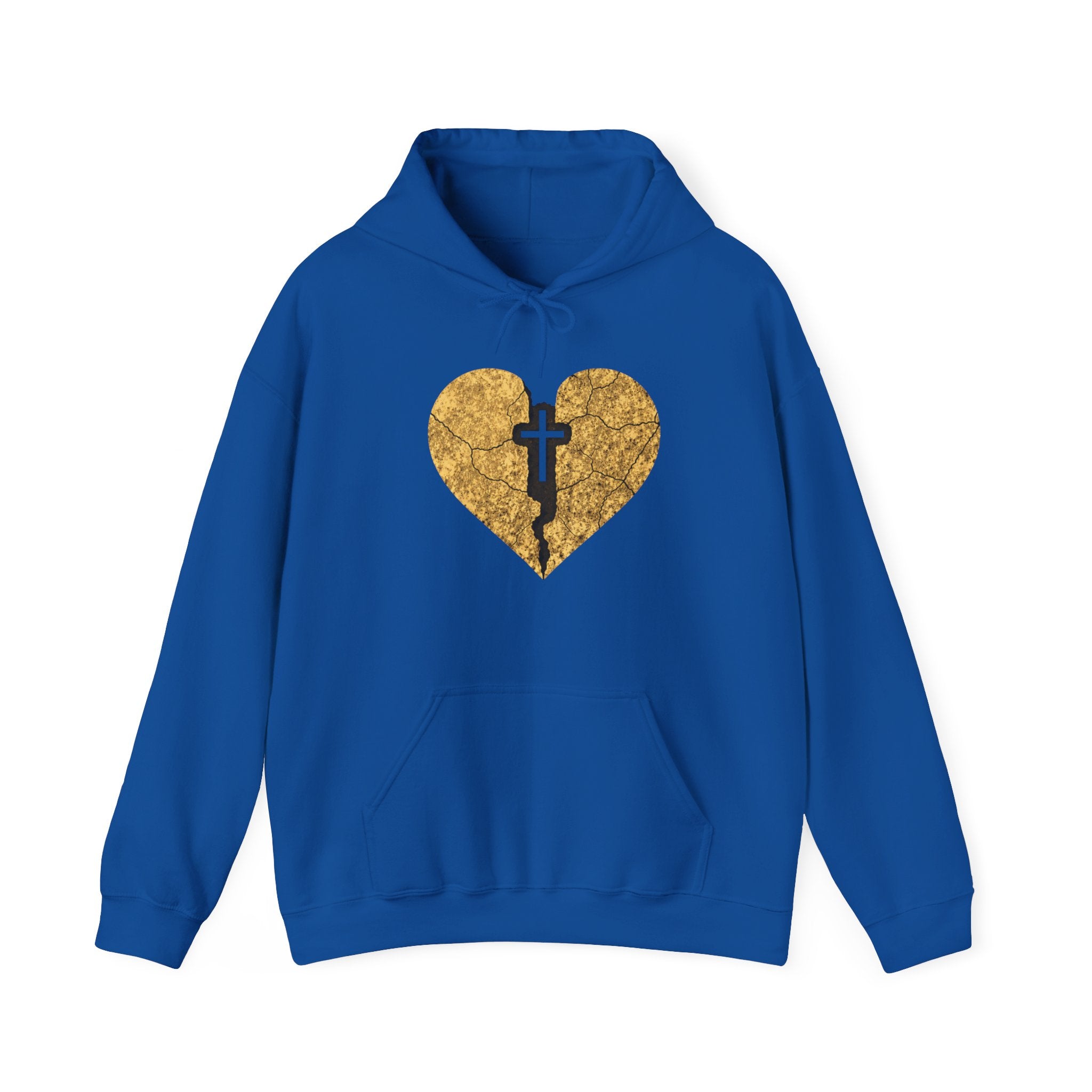 Womens Gold Heart Cross Hoodie — Christian Faith Pullover