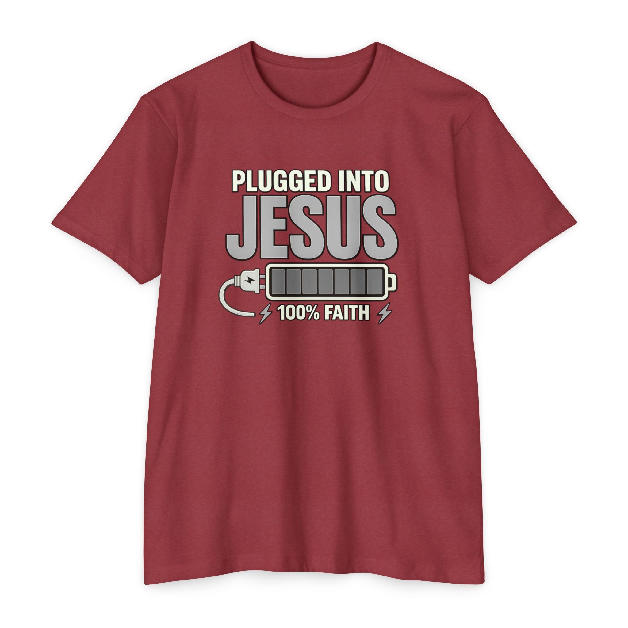 Women "Plugged Into Jesus" Faith Inspired Tee