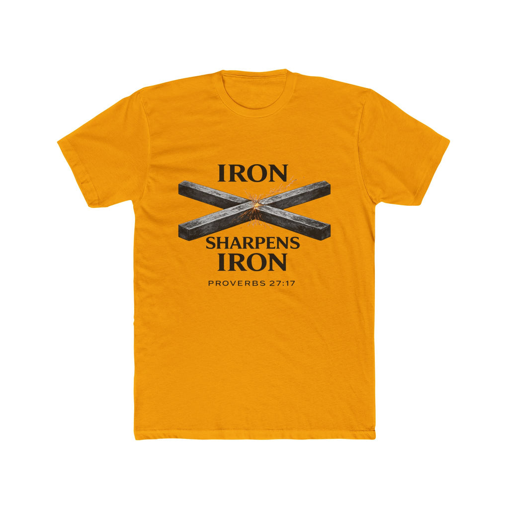 Iron Sharpens Iron T‑Shirt — Proverbs 27:17 Christian Tee