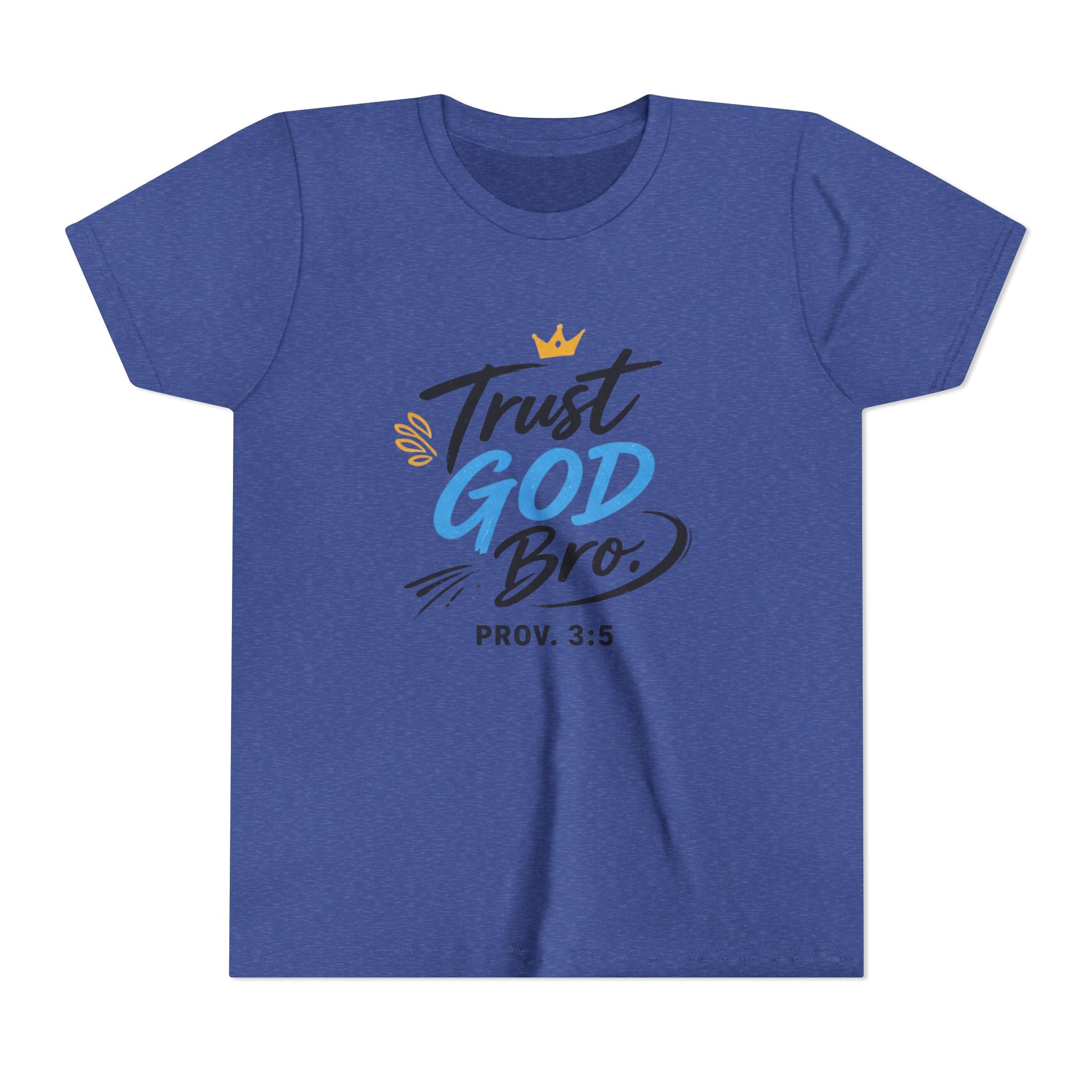 Boys Trust God Bro Youth Tee – Prov. 3:5 Faith Graphic Shirt