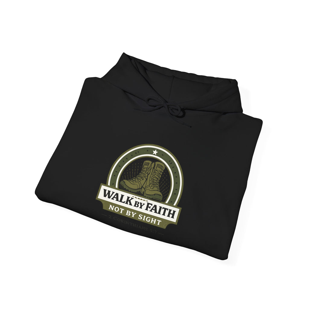 Mens Faith Hooded Sweatshirt — "Walk by Faith, Not by Sight" Christian Hoodie