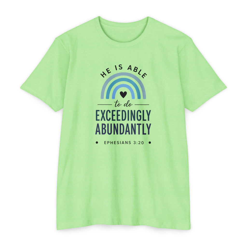 Womens Exceedingly Abundantly T-Shirt — Ephesians 3:20 Inspirational Christian Tee