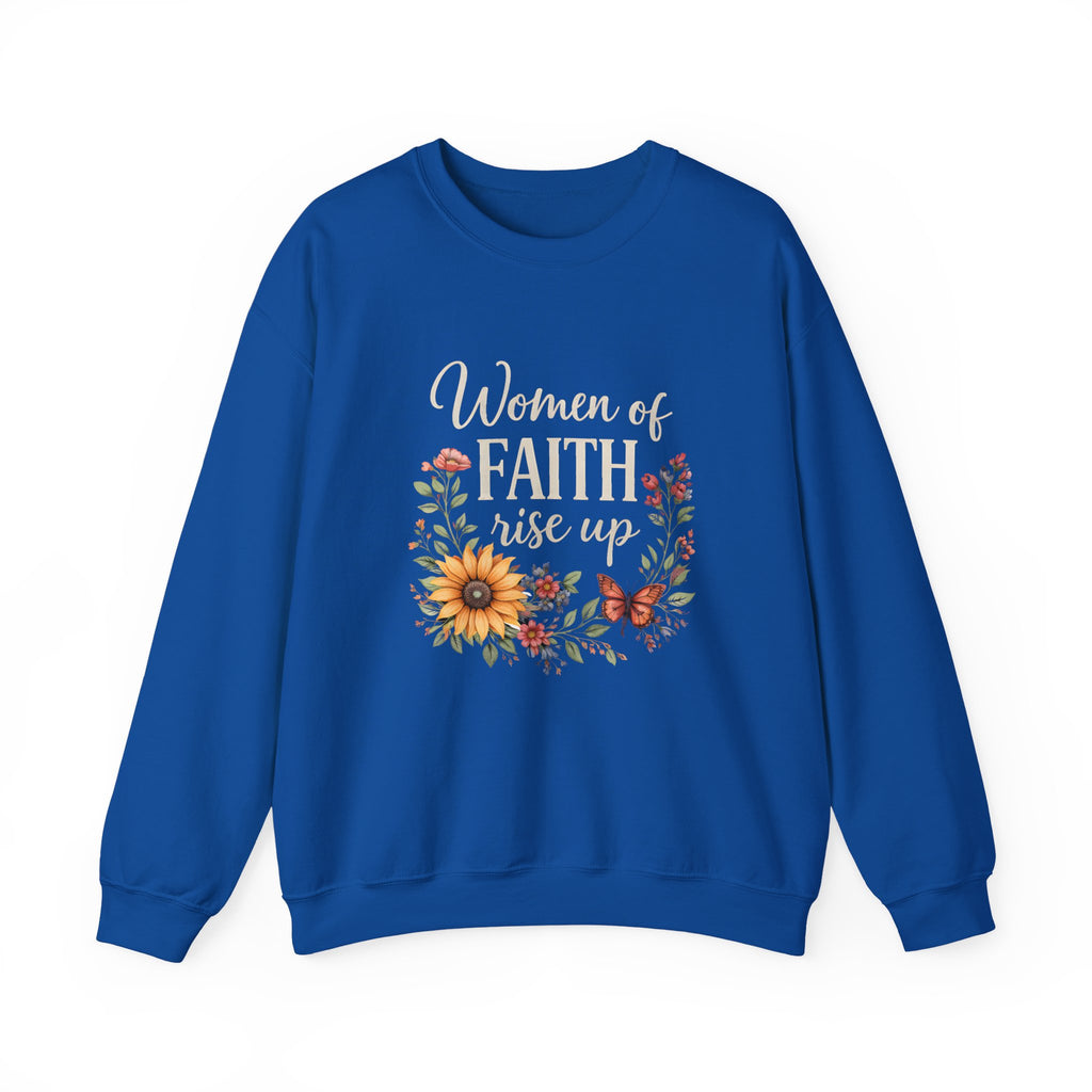 Women of Faith Rise Up Sweatshirt — Floral Christian Crewneck