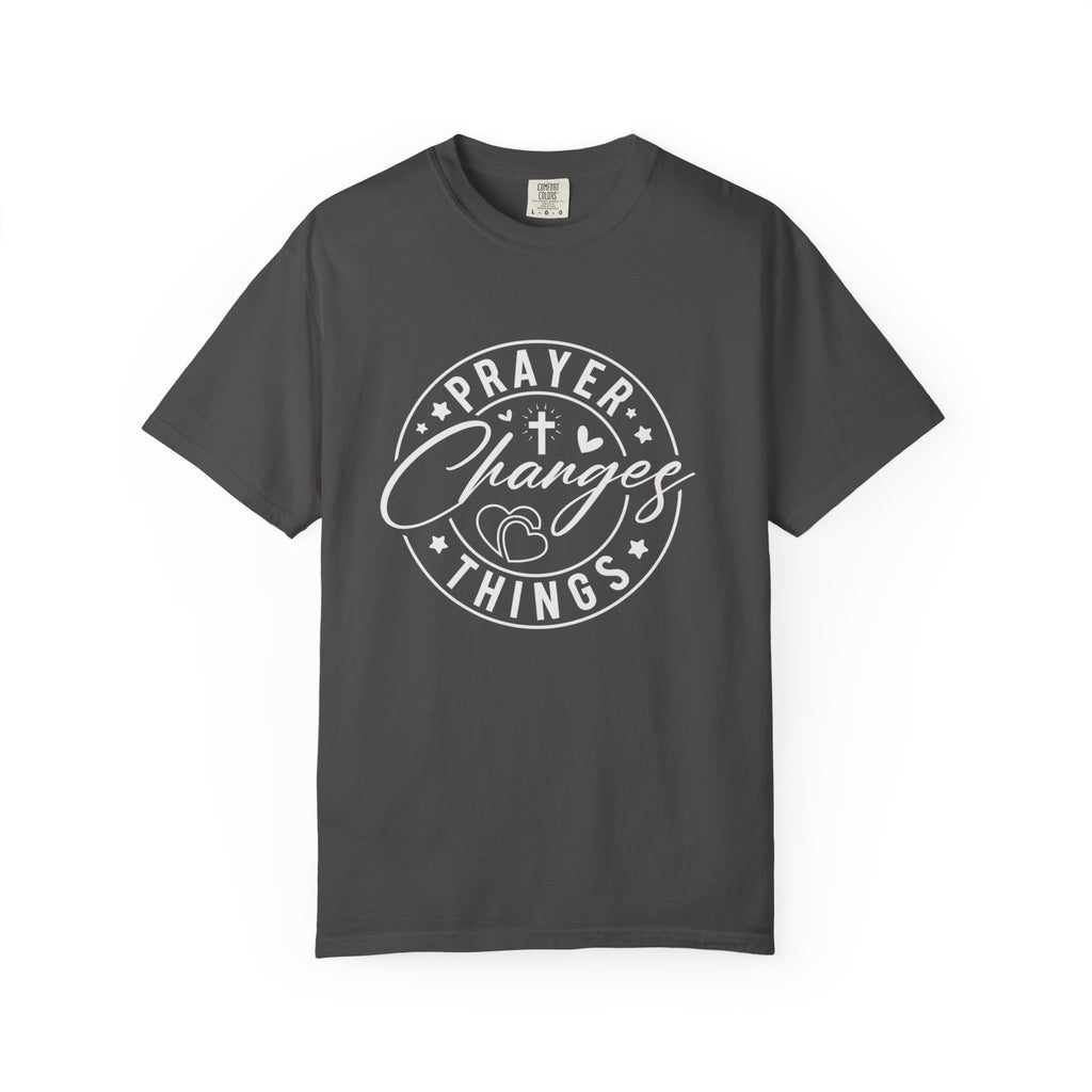 Prayer Changes Lives T-Shirt — Subtle Embossed Faith Graphic