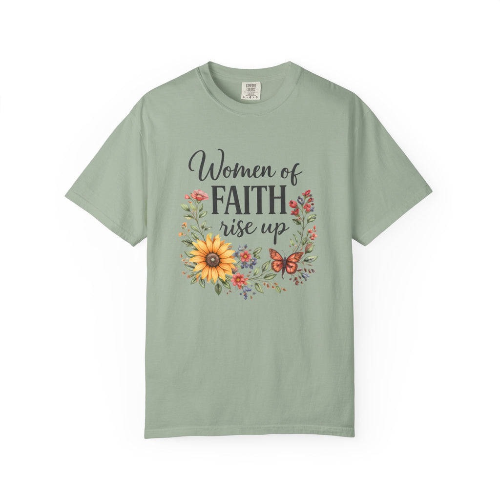 Women of Faith Rise Up T-Shirt — Floral Christian Inspirational Tee