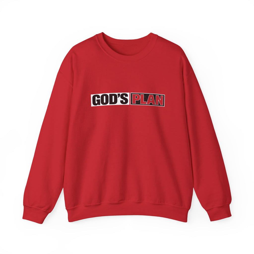 Crewneck Sweatshirt — "GOD'S PLAN" Bold Logo Faith Pullover