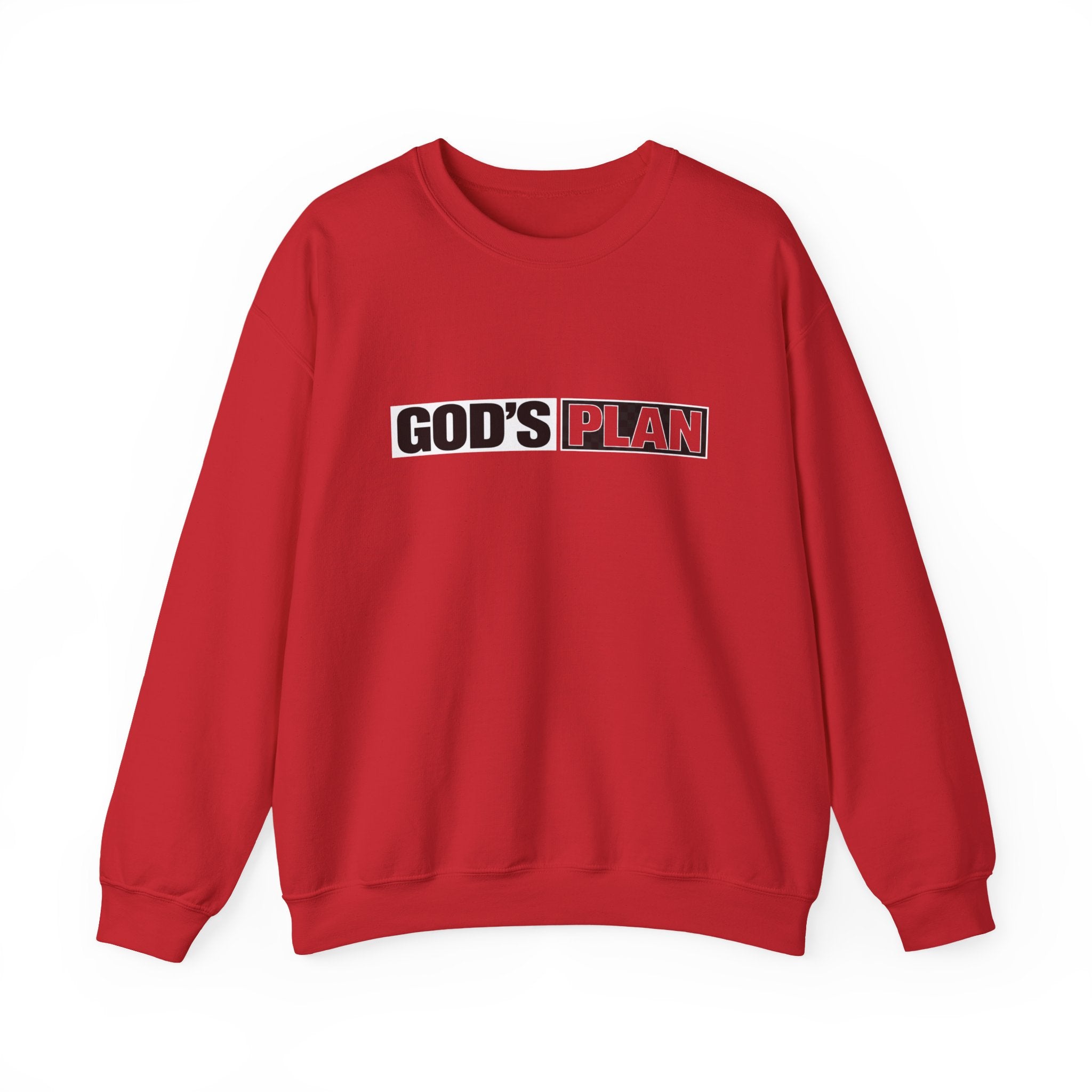 Crewneck Sweatshirt — "GOD'S PLAN" Bold Logo Faith Pullover