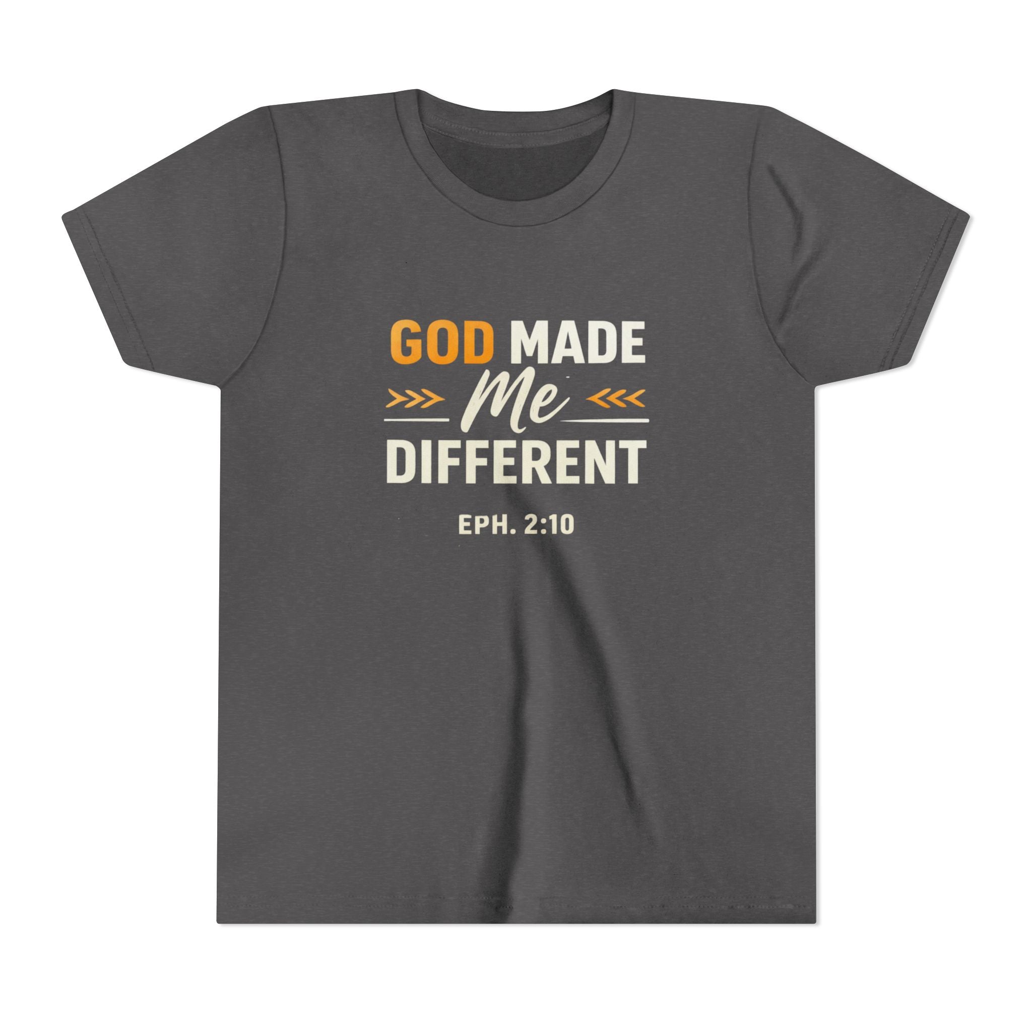 Girls Youth Tee – "God Made Me Different" Christian Kids T‑Shirt (Eph. 2:10)