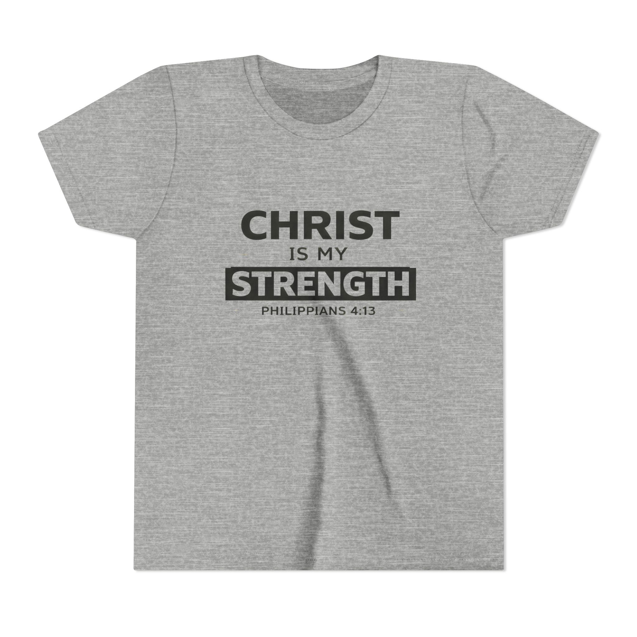 Boys Youth Tee - "Christ Is My Strength" Philippians 4:13 Christian Kids Shirt