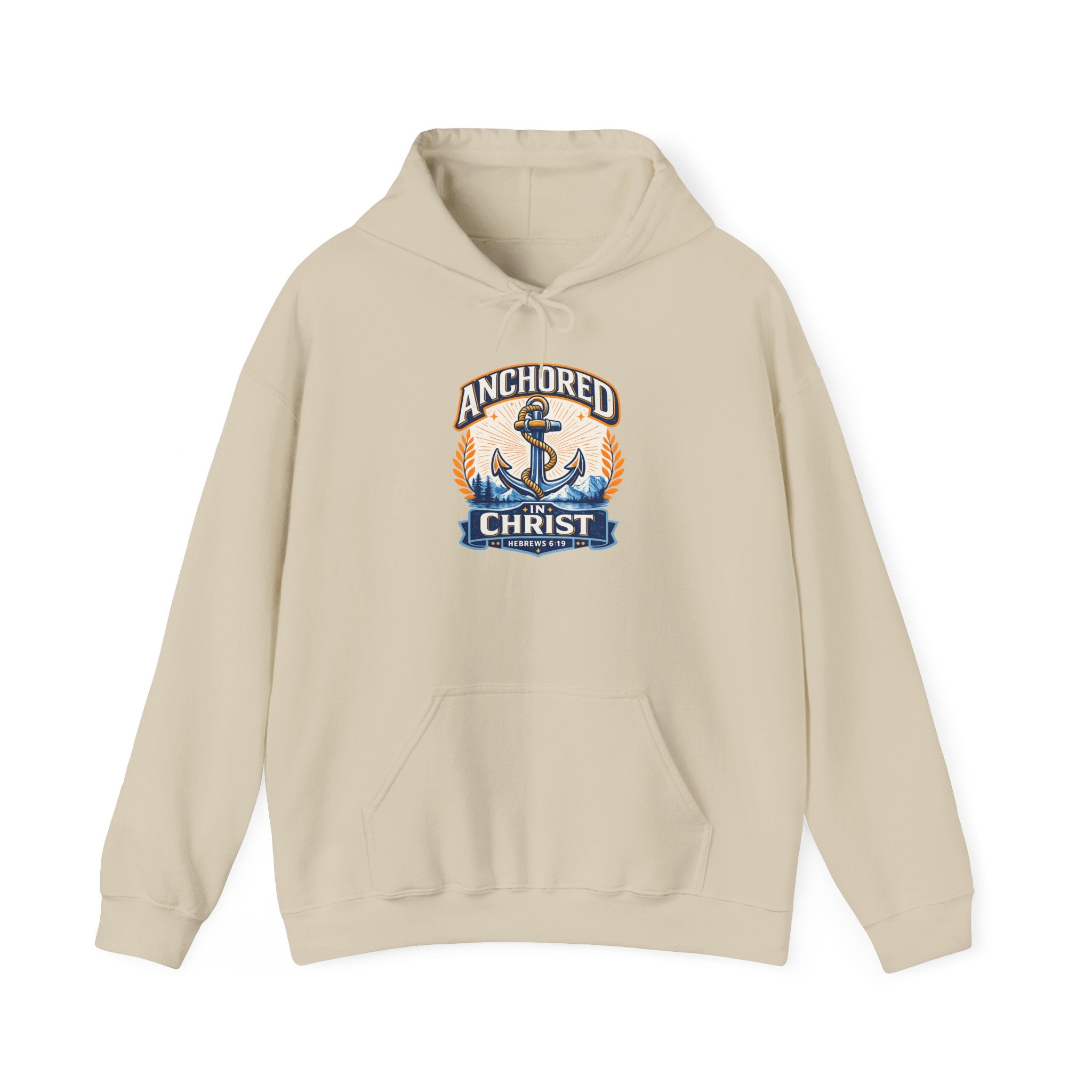 Mens Anchored in Christ Hoodie — Christian Anchor Faith Pullover