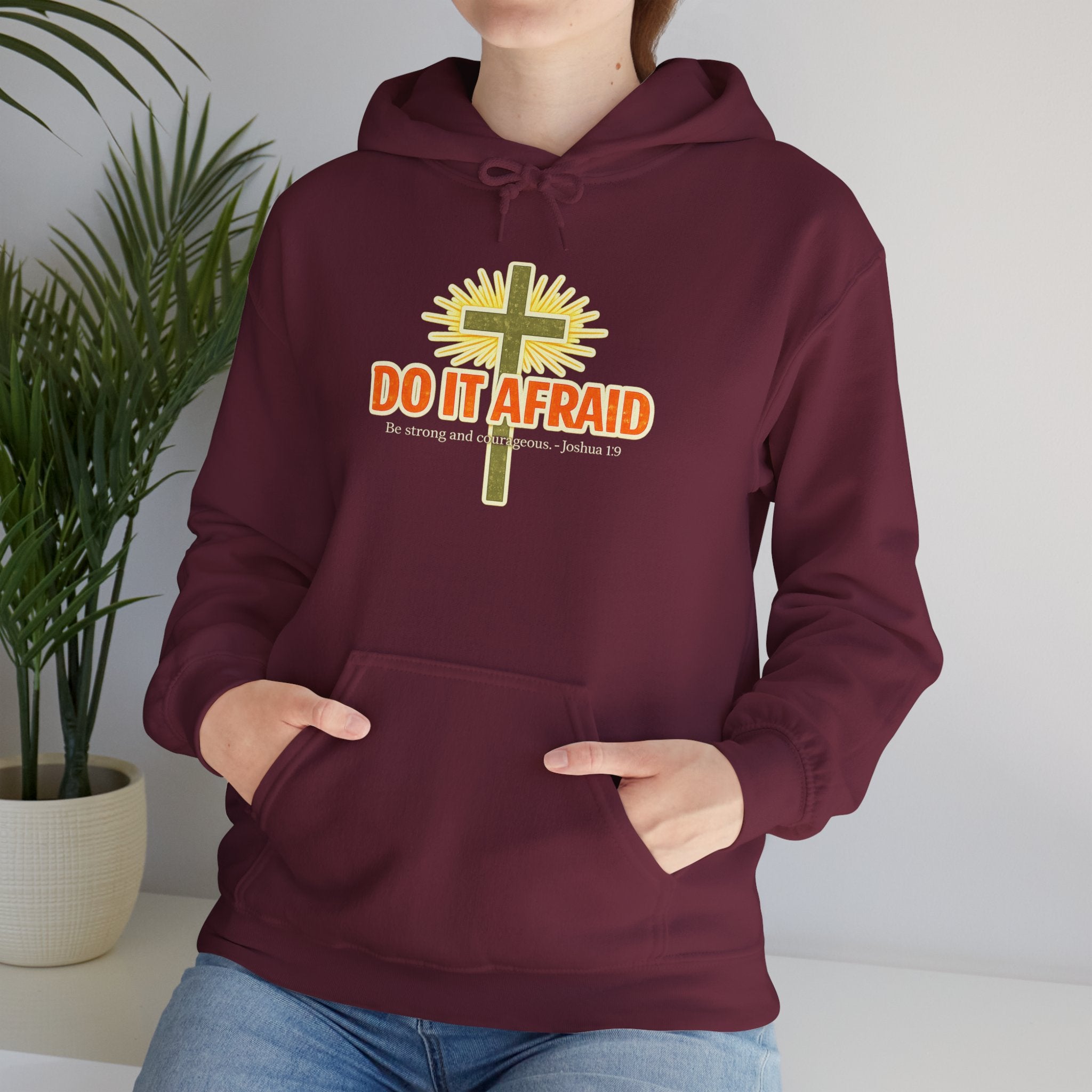 Mens Do It Afraid Cross Hoodie — Christian Encouragement Pullover