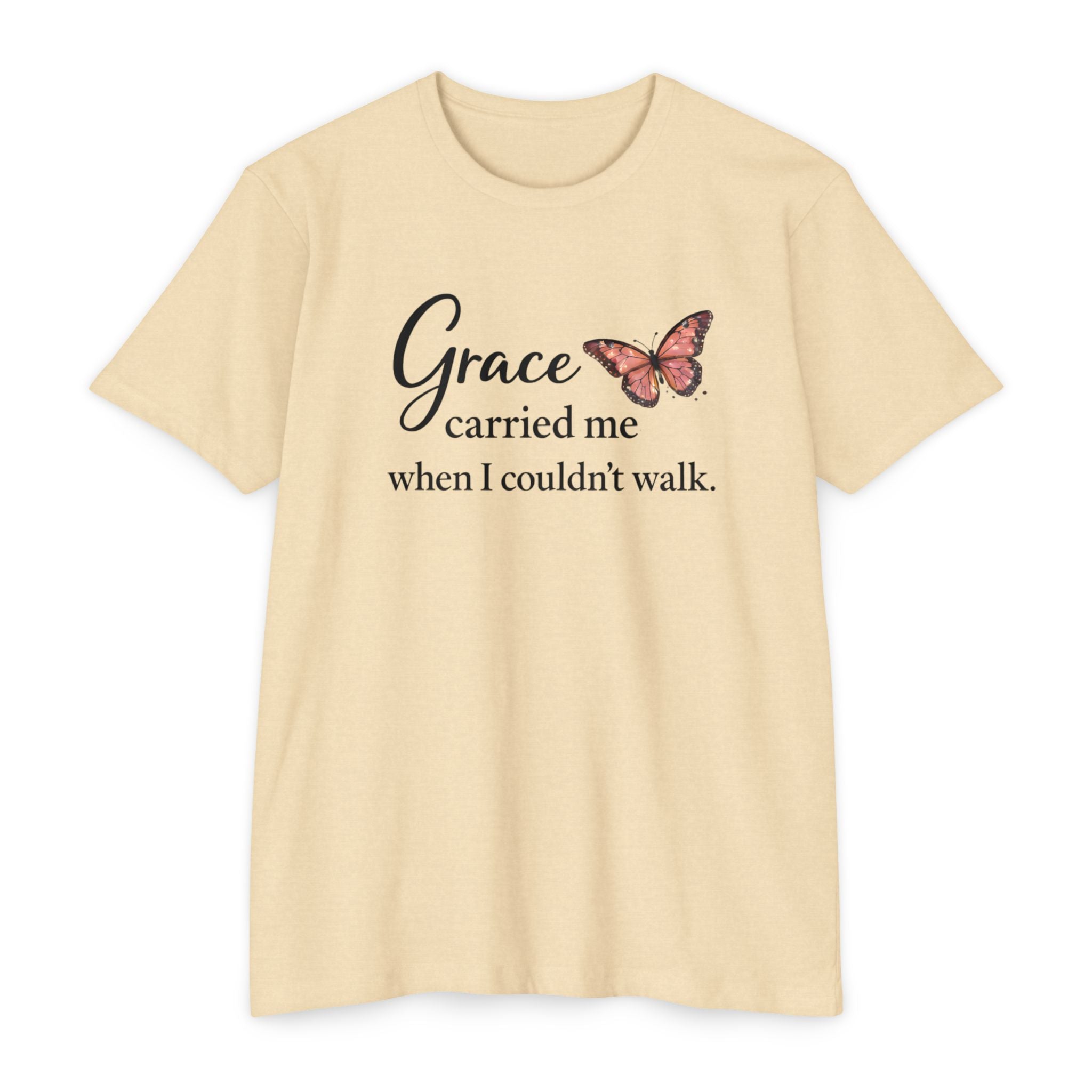 Grace Carried Me T-Shirt — Inspirational Butterfly Faith Tee