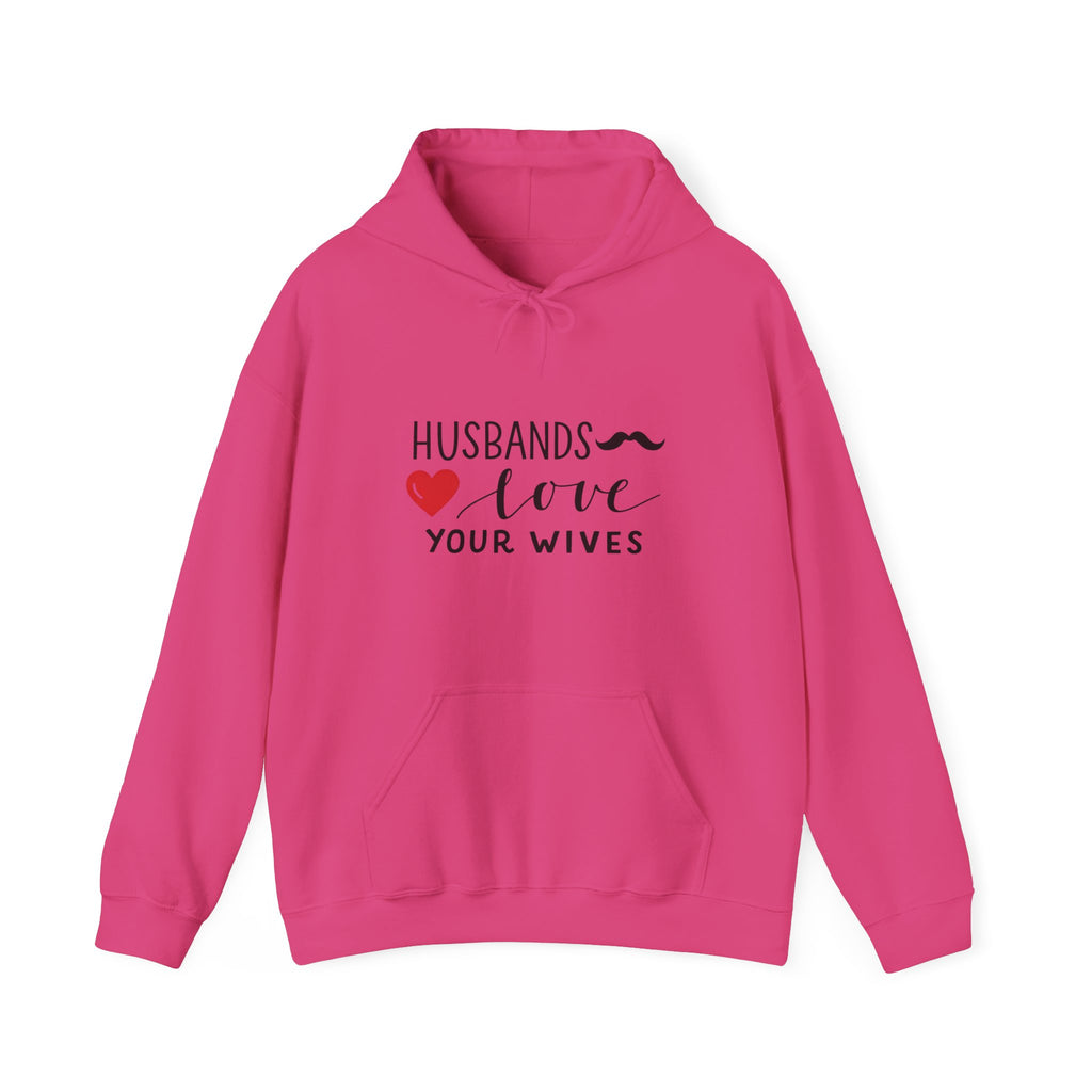 Mens Hoodie  "Husbands Love Your Wives" Heart & Mustache Christian Marriage Hoodie