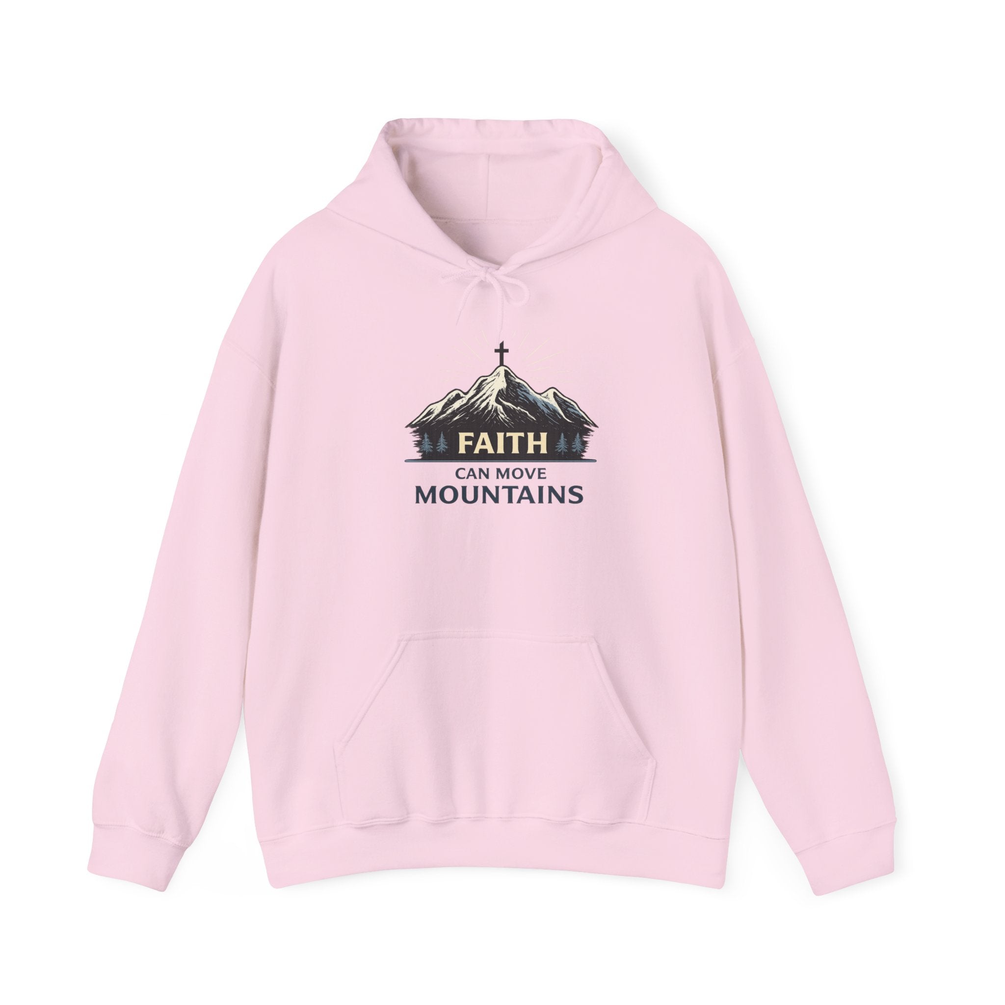 Womens Faith Can Move Mountains Hoodie — Christian Inspirational Mountain Graphic Hoodie