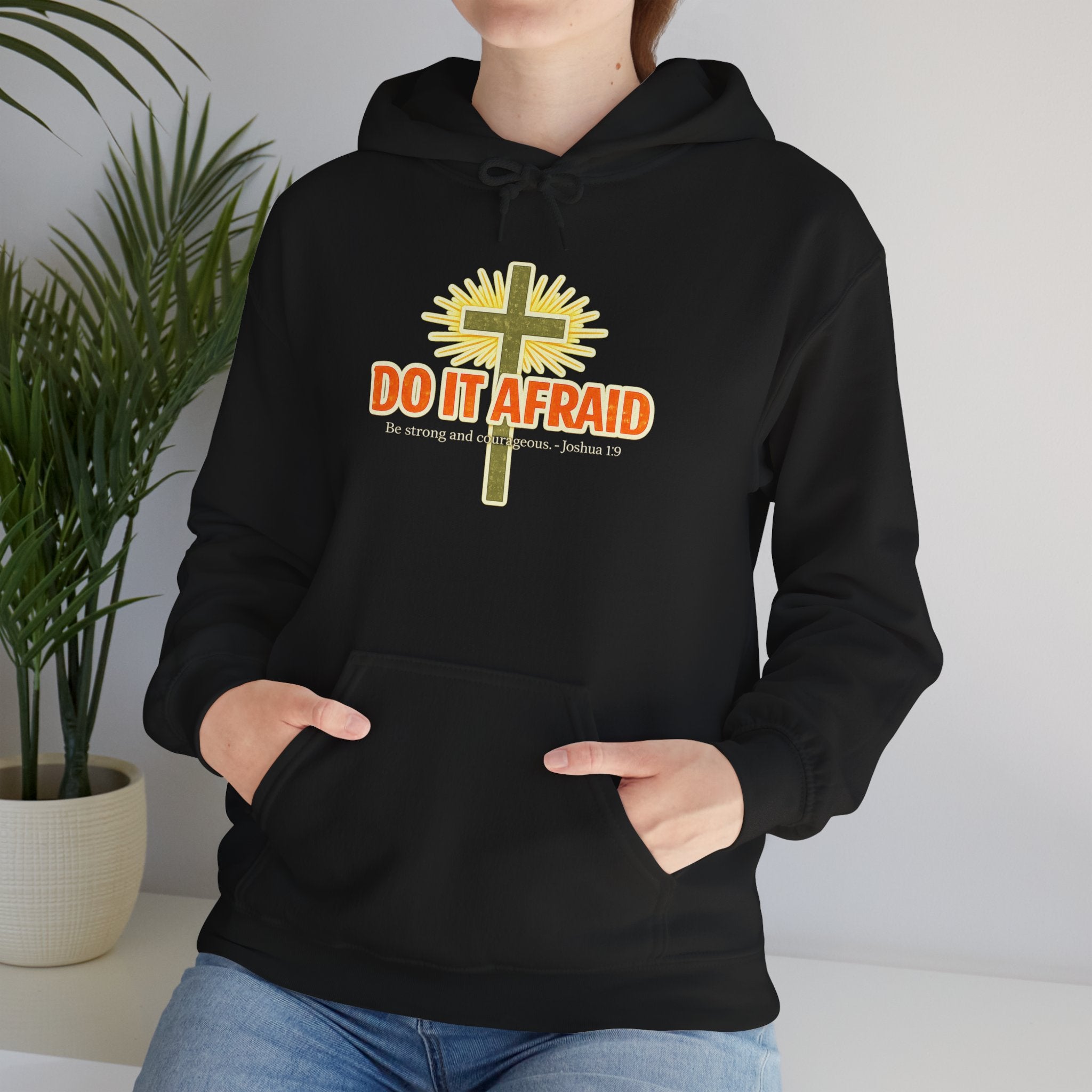 Mens Do It Afraid Cross Hoodie — Christian Encouragement Pullover