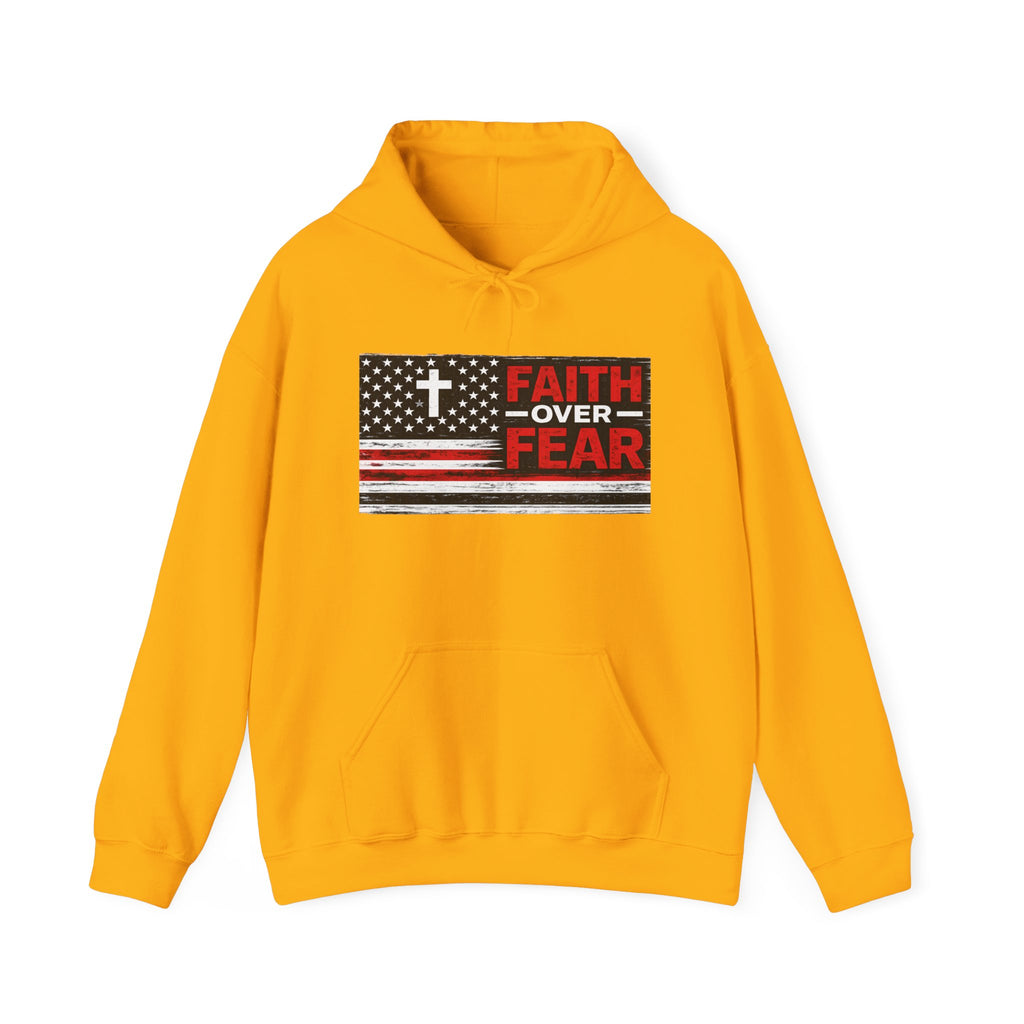 Faith Over Fear Hoodie — Christian Flag Cross Pullover