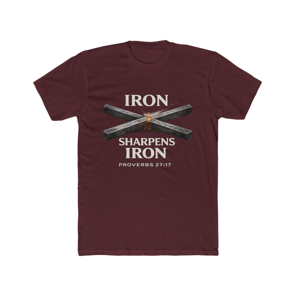 Iron Sharpens Iron T‑Shirt — Proverbs 27:17 Christian Tee