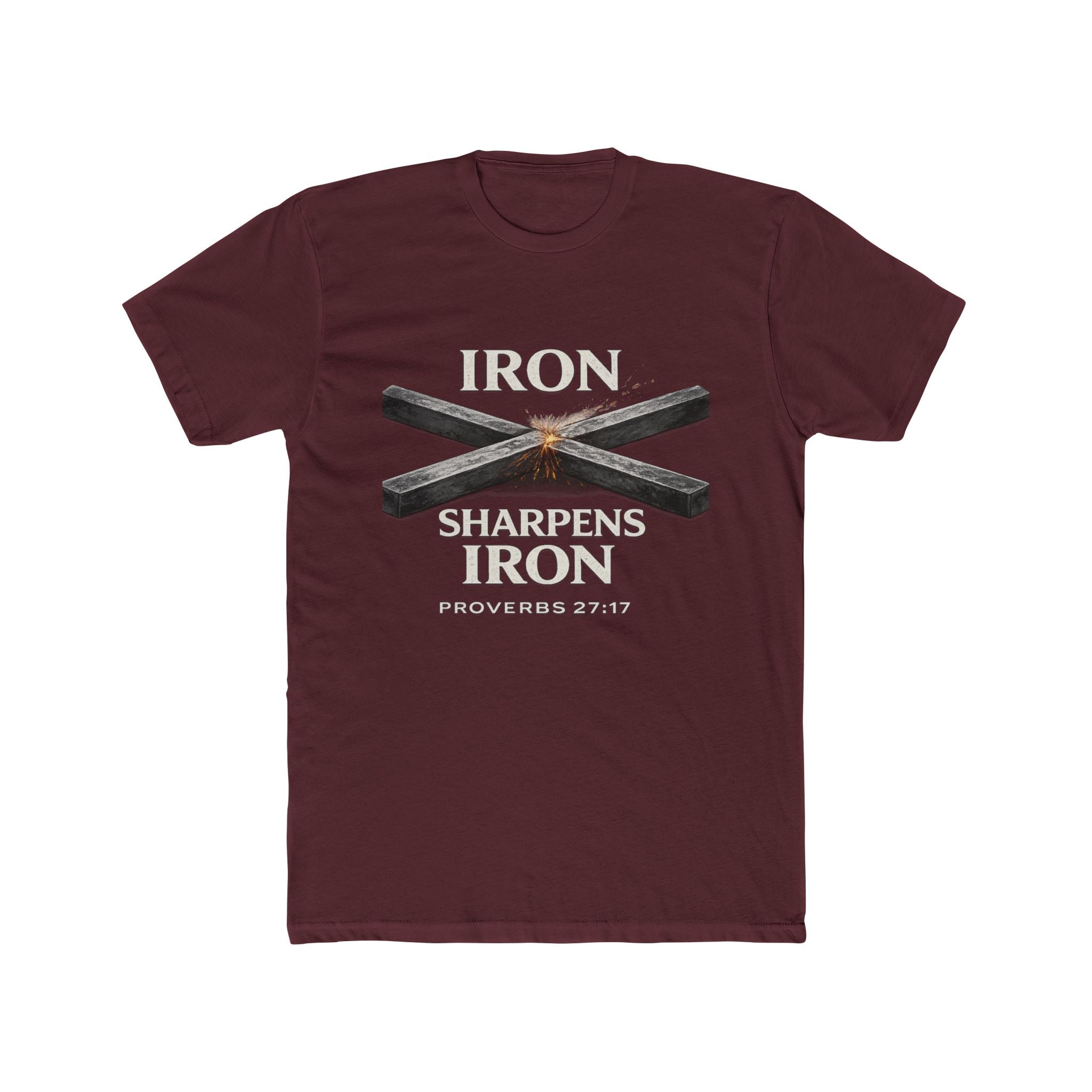 Iron Sharpens Iron T‑Shirt — Proverbs 27:17 Christian Tee
