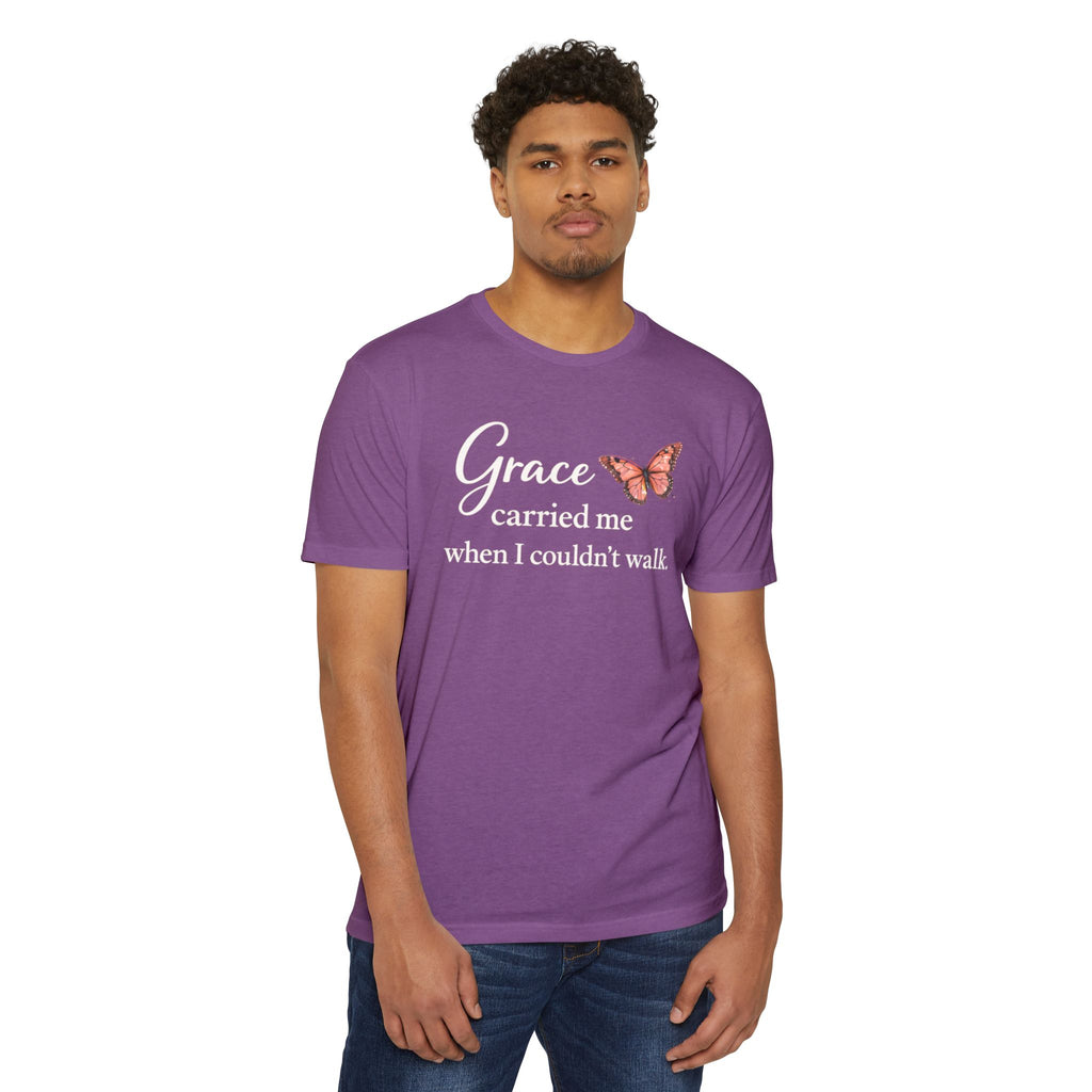 Grace Carried Me T-Shirt — Inspirational Butterfly Faith Tee