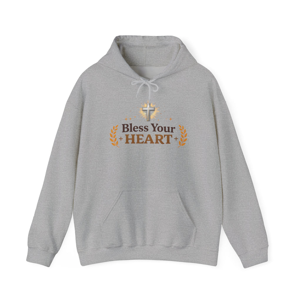Womens Bless Your Heart Hoodie  Christian Cross Faith Pullover