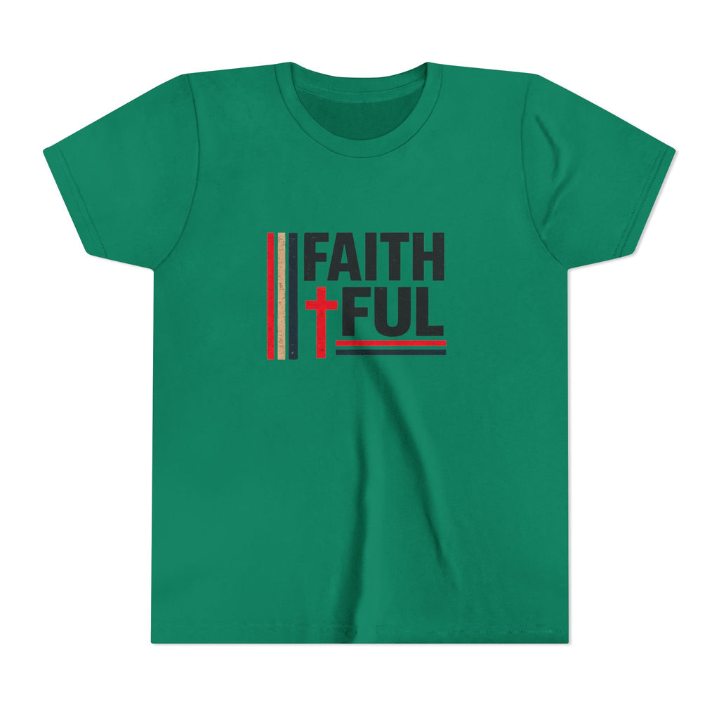 Boys Faithful Youth Tee — Christian Kids Shirt with Cross Graphic