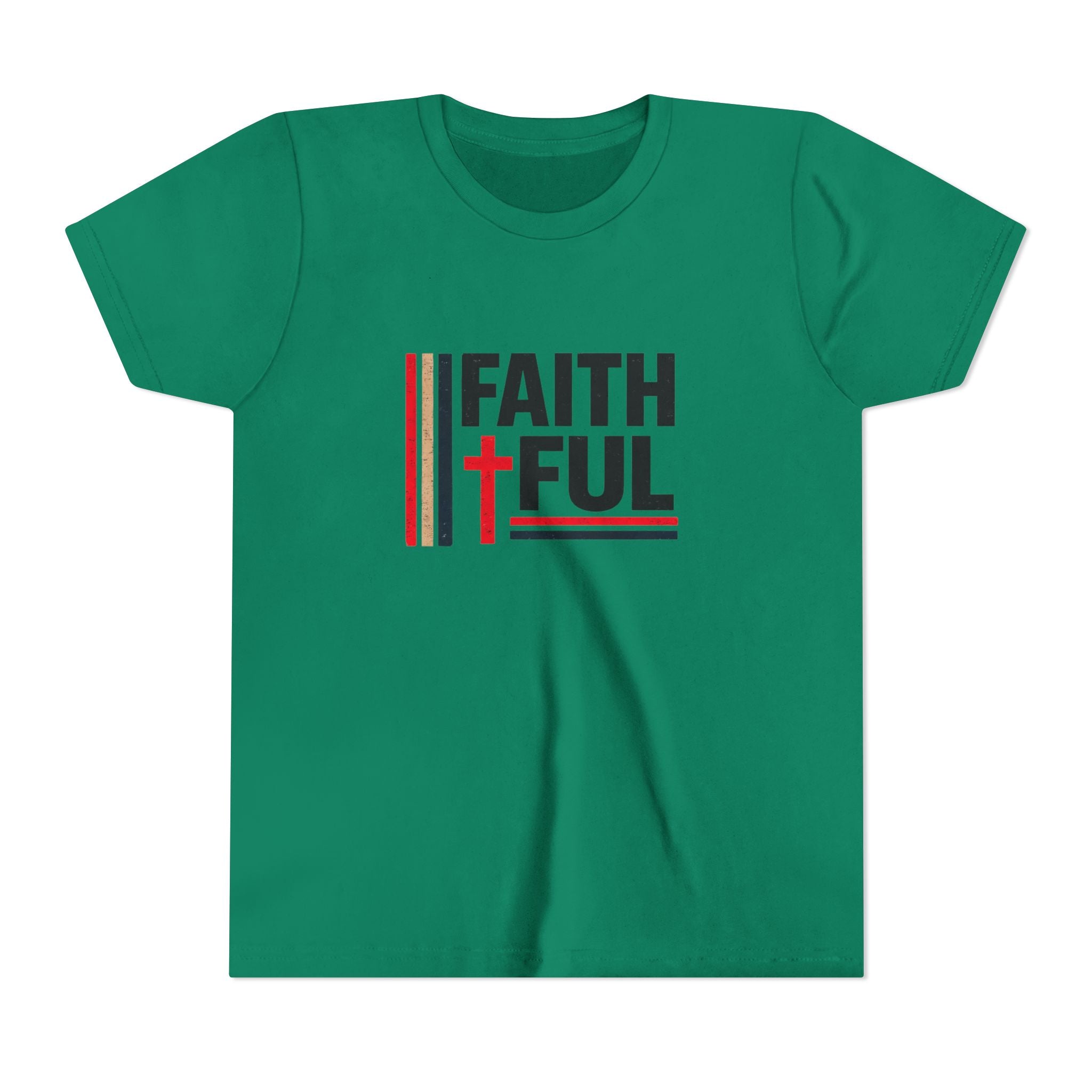 Boys Faithful Youth Tee — Christian Kids Shirt with Cross Graphic