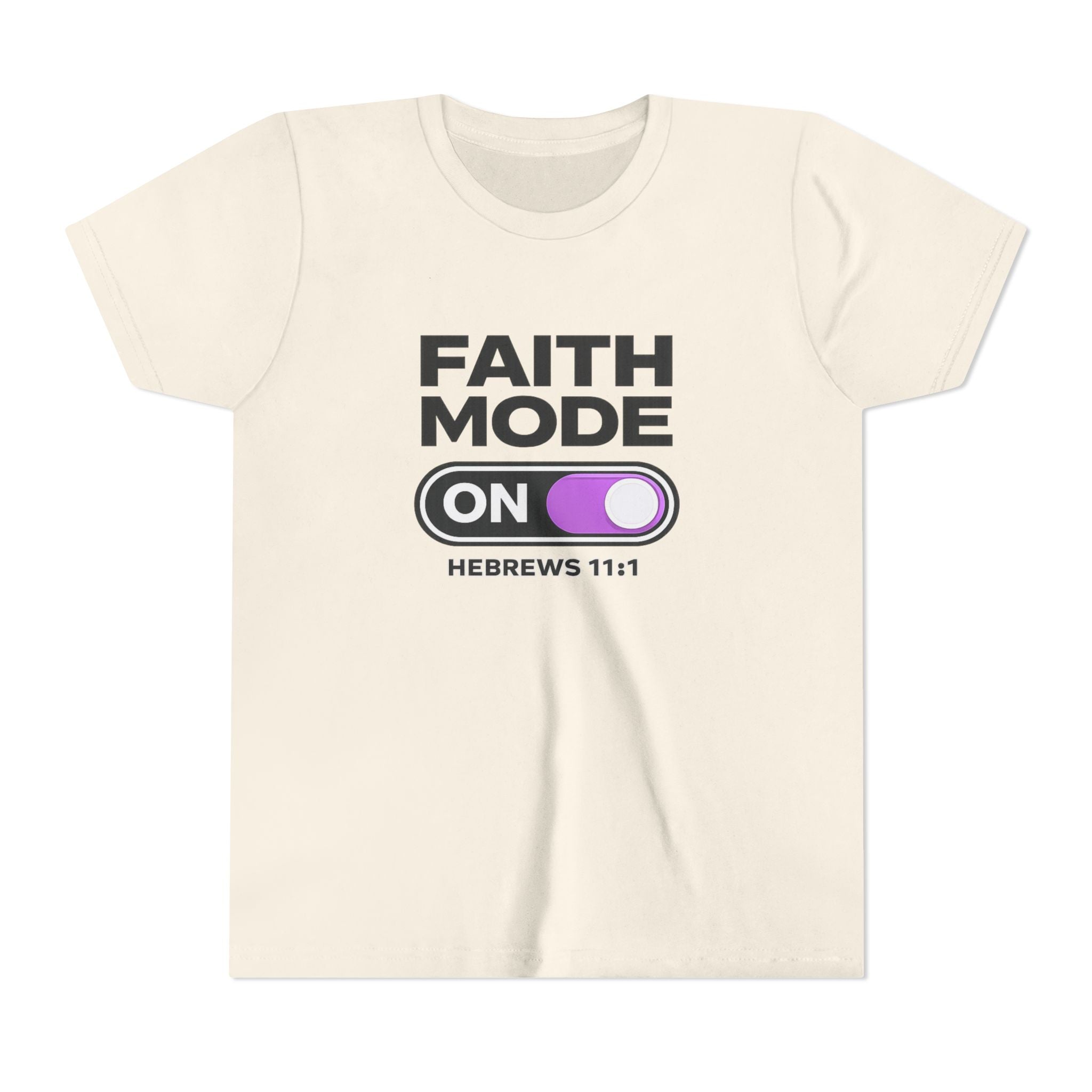 Faith Mode On Youth Tee — Hebrews 11:1 Christian Kids Shirt