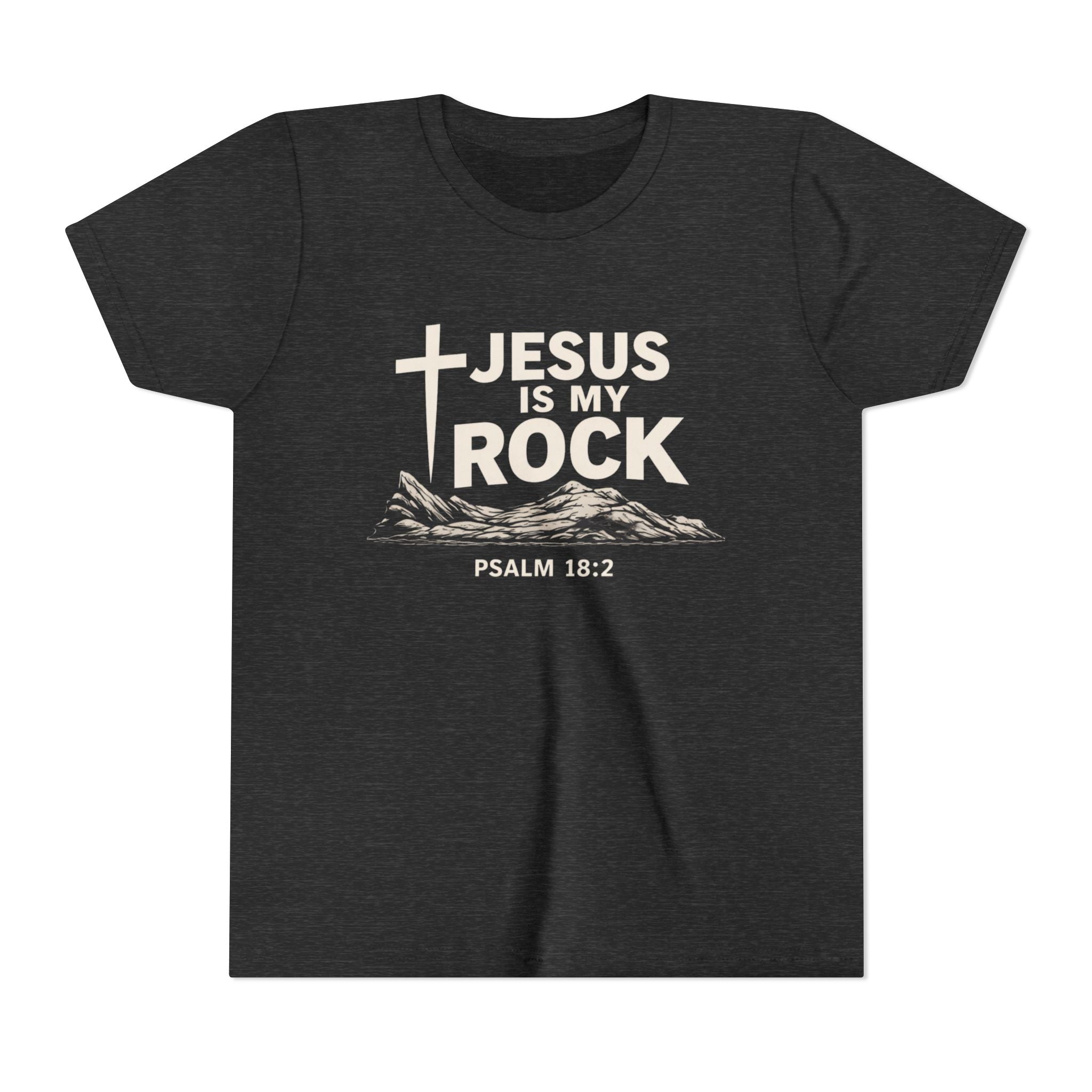 Girls Youth Tee — "Jesus Is My Rock" Psalm 18:2 Christian Kids T-Shirt