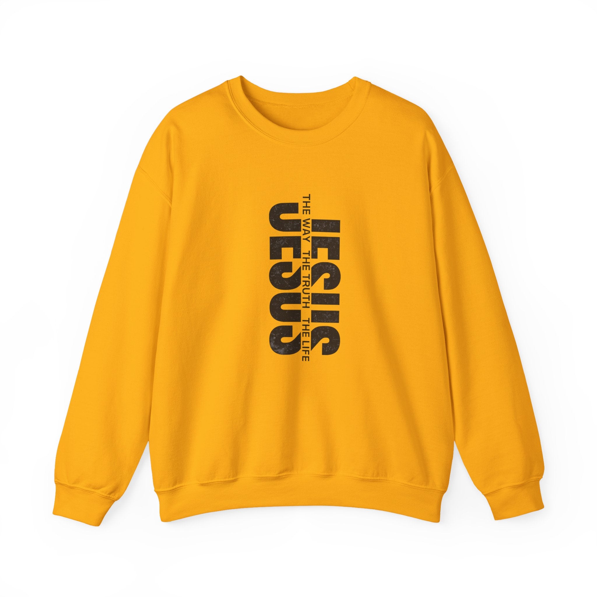 Womens Jesus Vertical Text Crewneck Sweatshirt — The Lamb Is Alive Christian Pullover