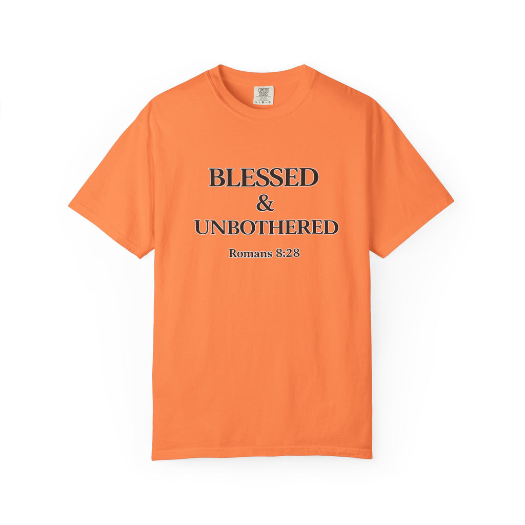 Blessed & Unbothered T-Shirt — Romans 8:28 Christian Tee