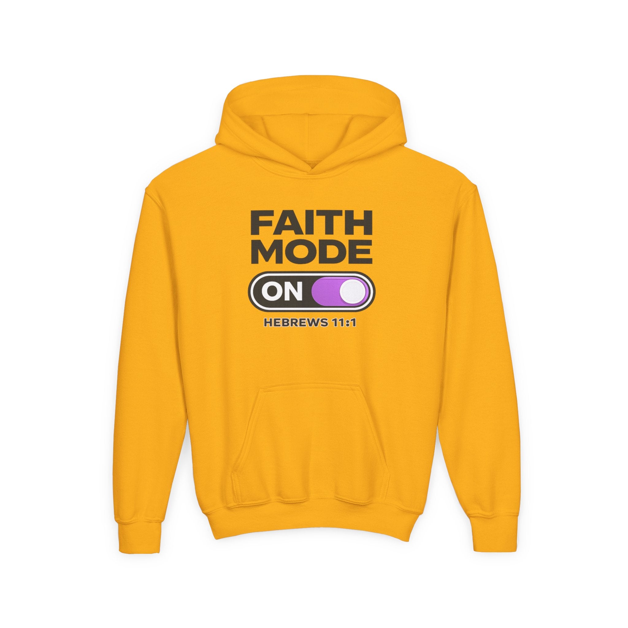 Faith Mode Hoodie - "Faith Mode On" Youth Christian Pullover (Hebrews 11:1)