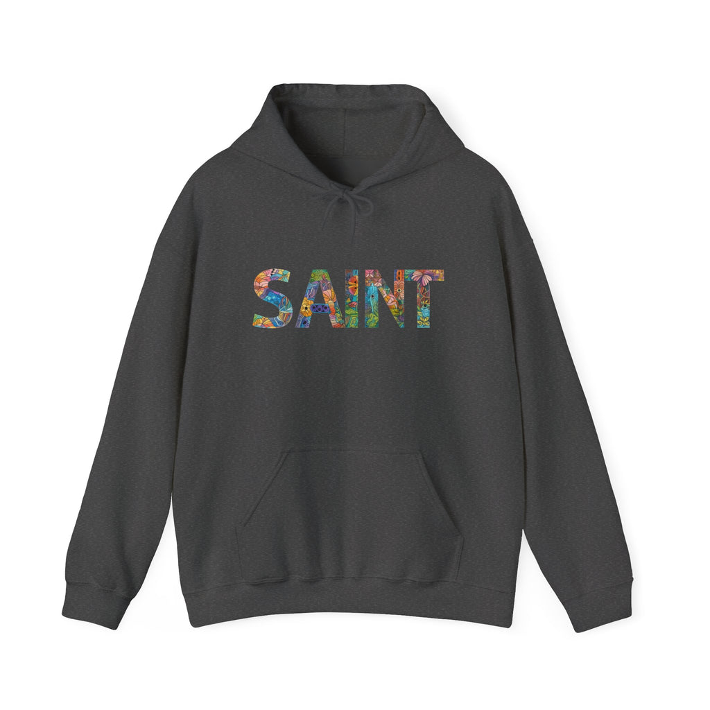 Womens Saint Floral Hoodie — Colorful 'SAINT' Graphic Pullover