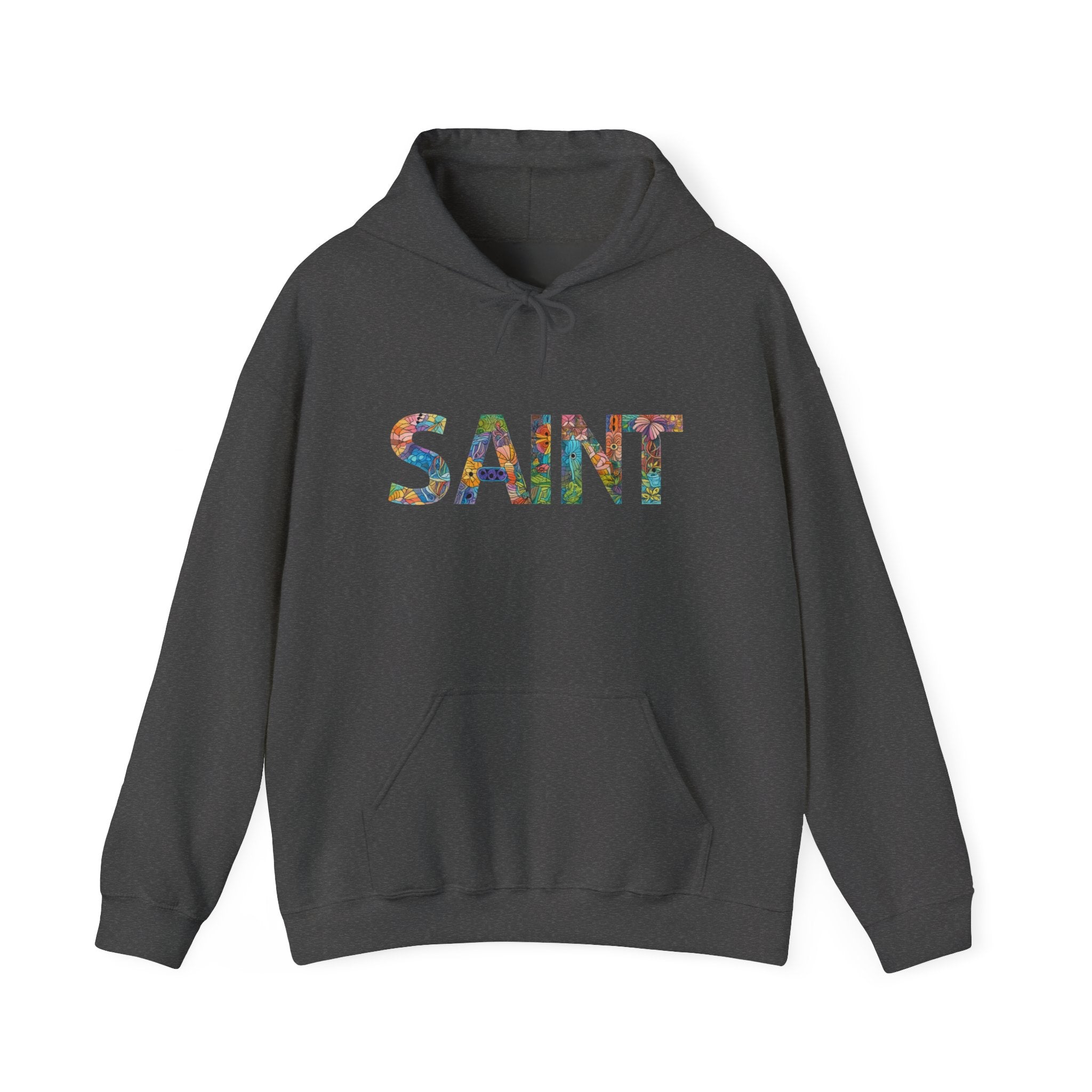 Womens Saint Floral Hoodie — Colorful 'SAINT' Graphic Pullover